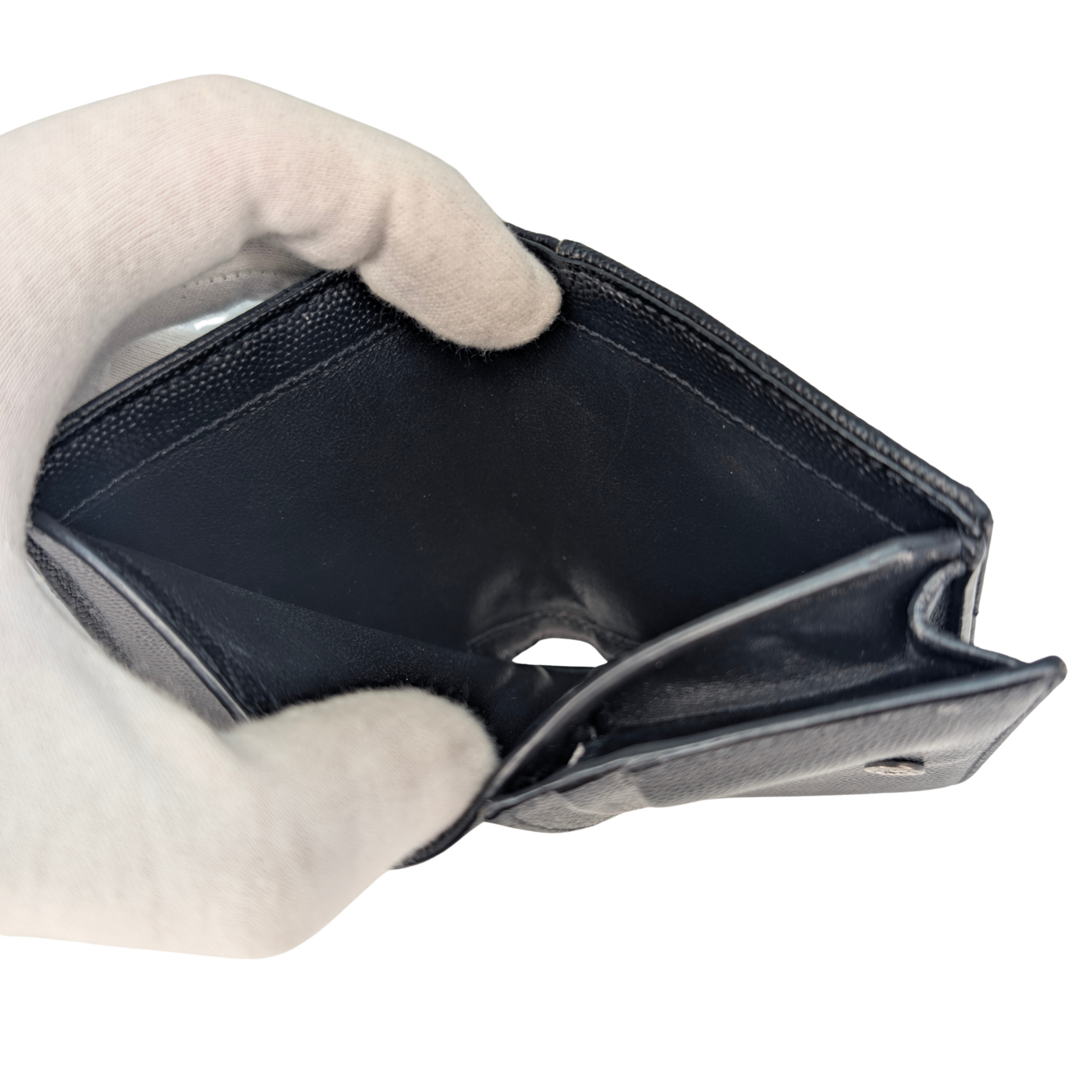 Saint Laurent Cassandre Metalasse Wallet Black
