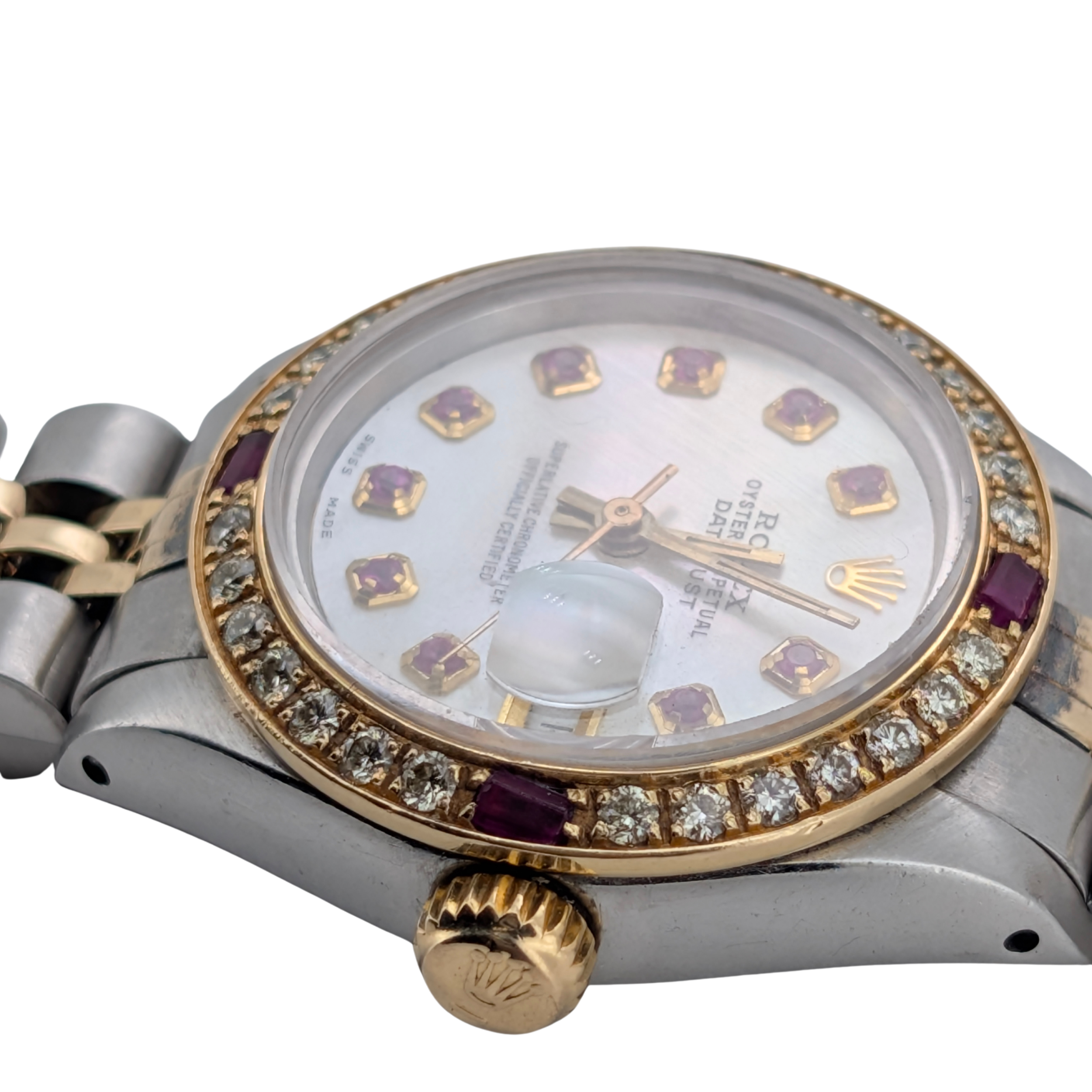 Rolex Datejust 6917 Ladies 26mm Two Tone 18k Aftermarket Diamond & Ruby