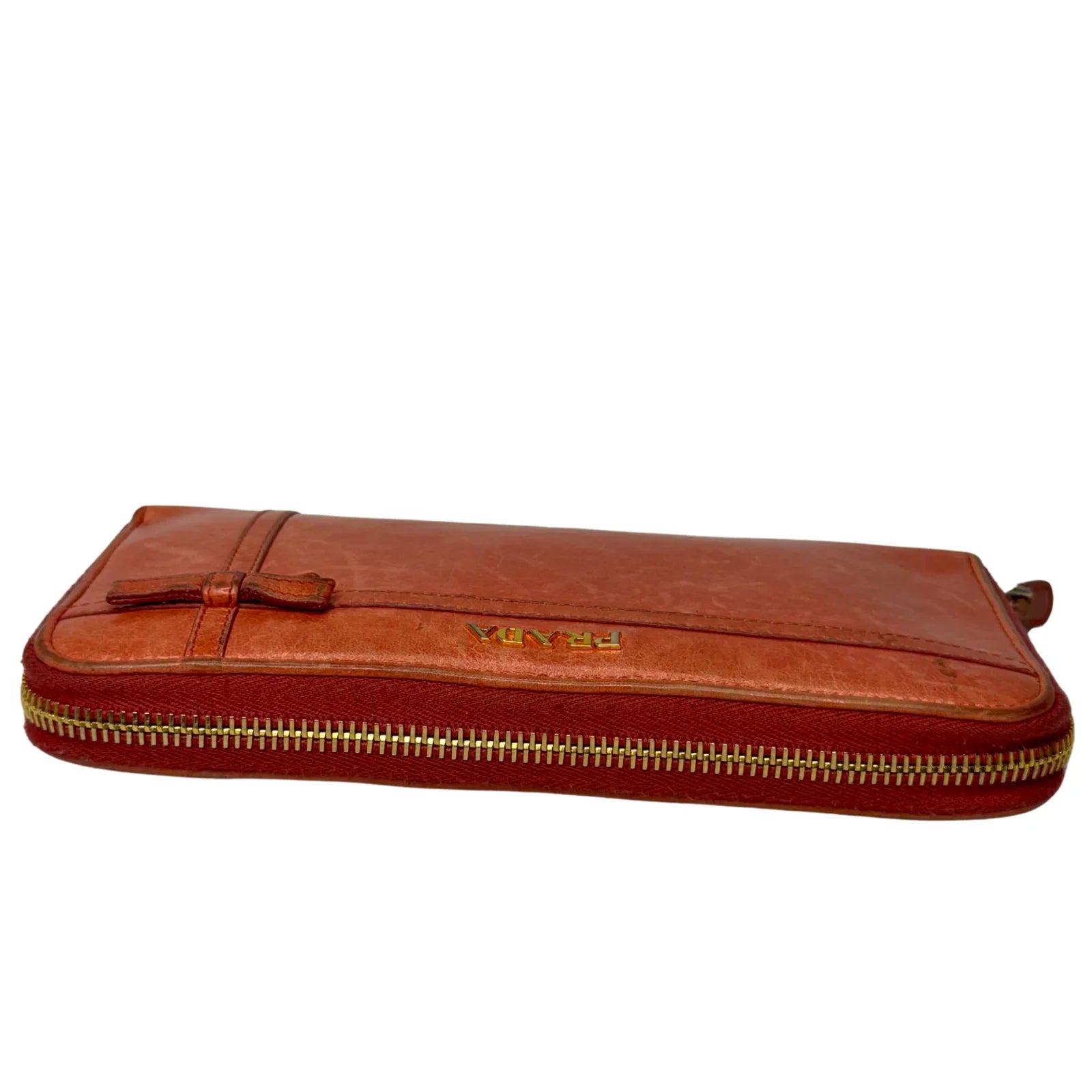 Prada Pink Leather Long Wallet with Zip Coin Compartment - Lost Designer