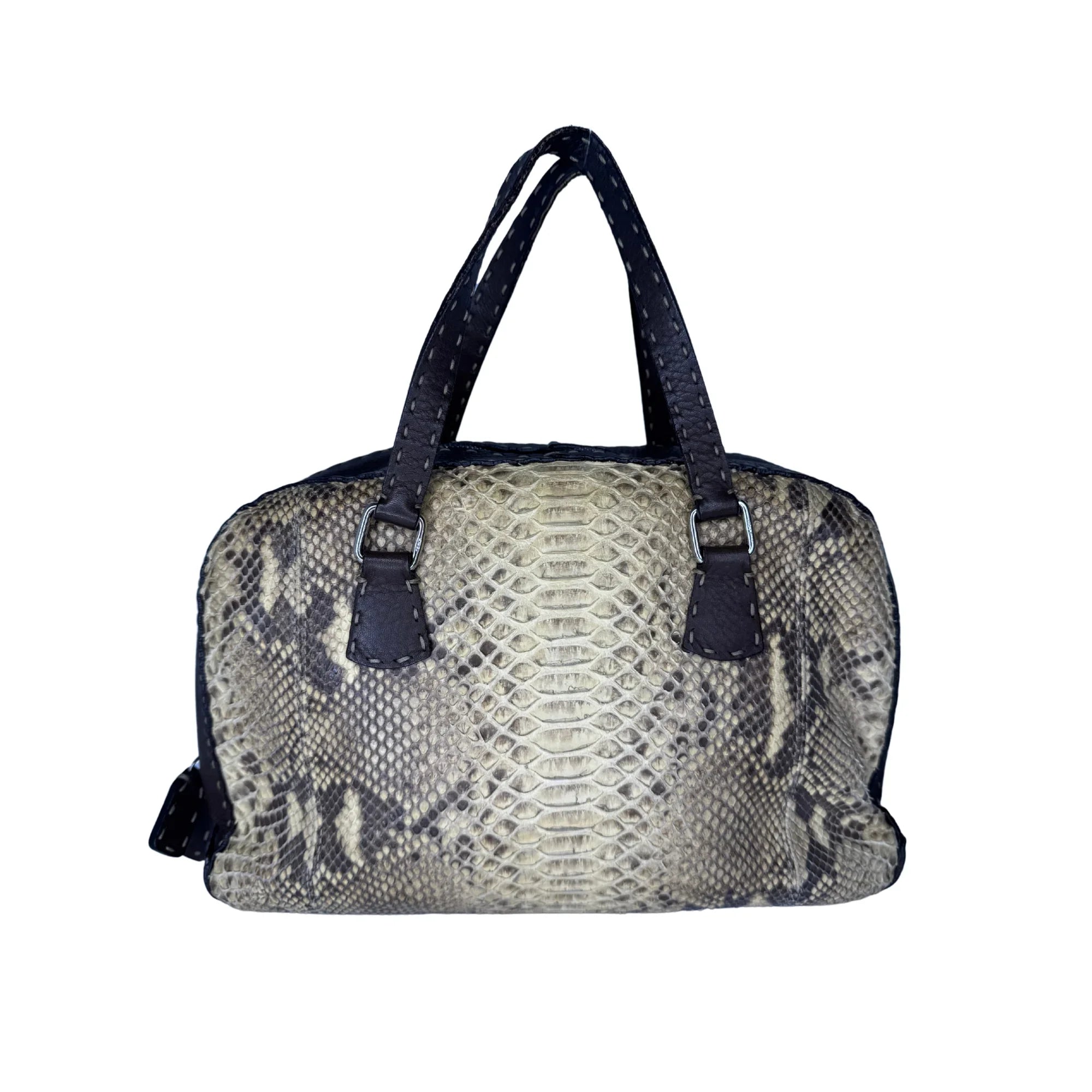 Fendi Selleria Snakeskin Leather Shoulder Bag - Lost Designer