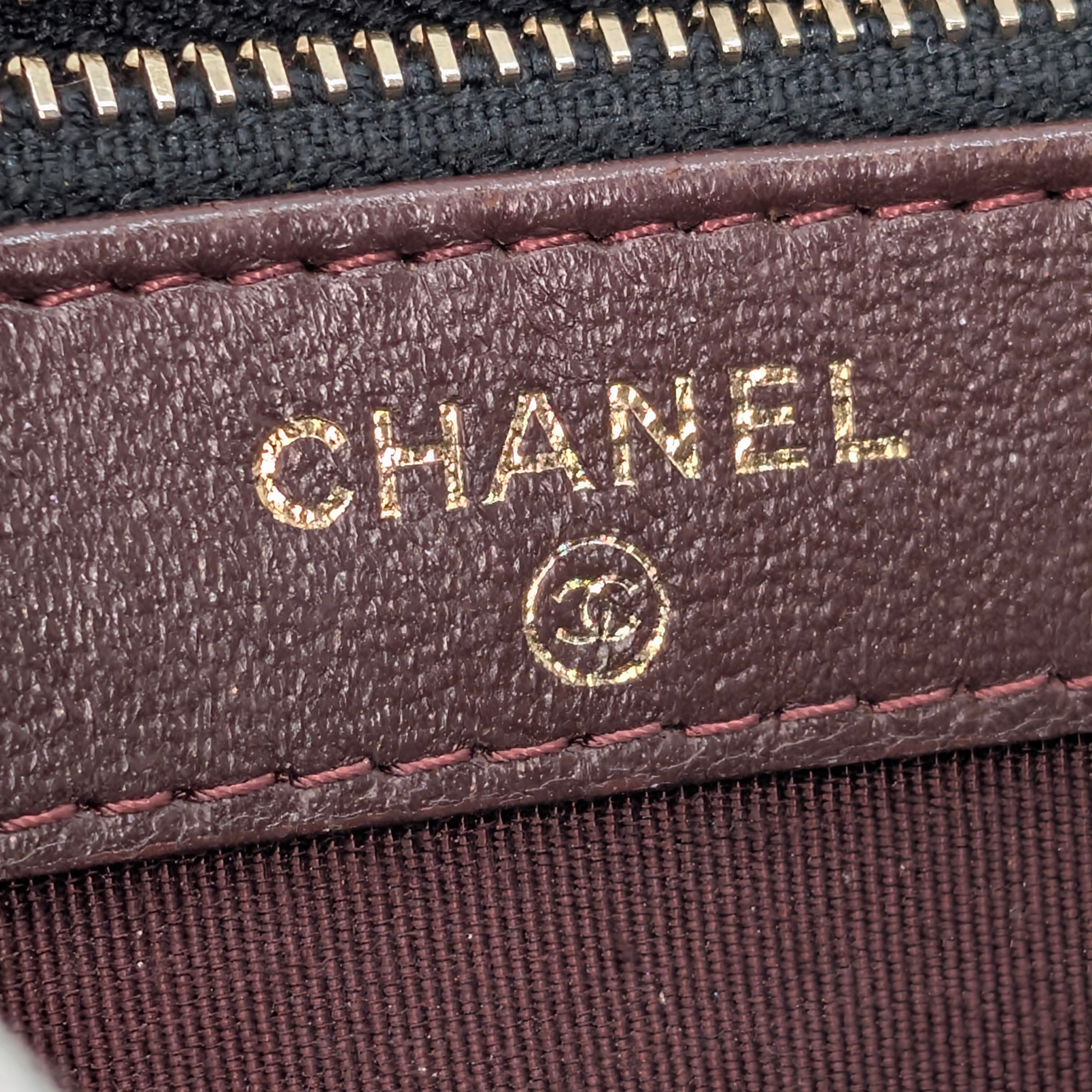 Chanel CC Double Zip Wallet on Chain Lambskin Black