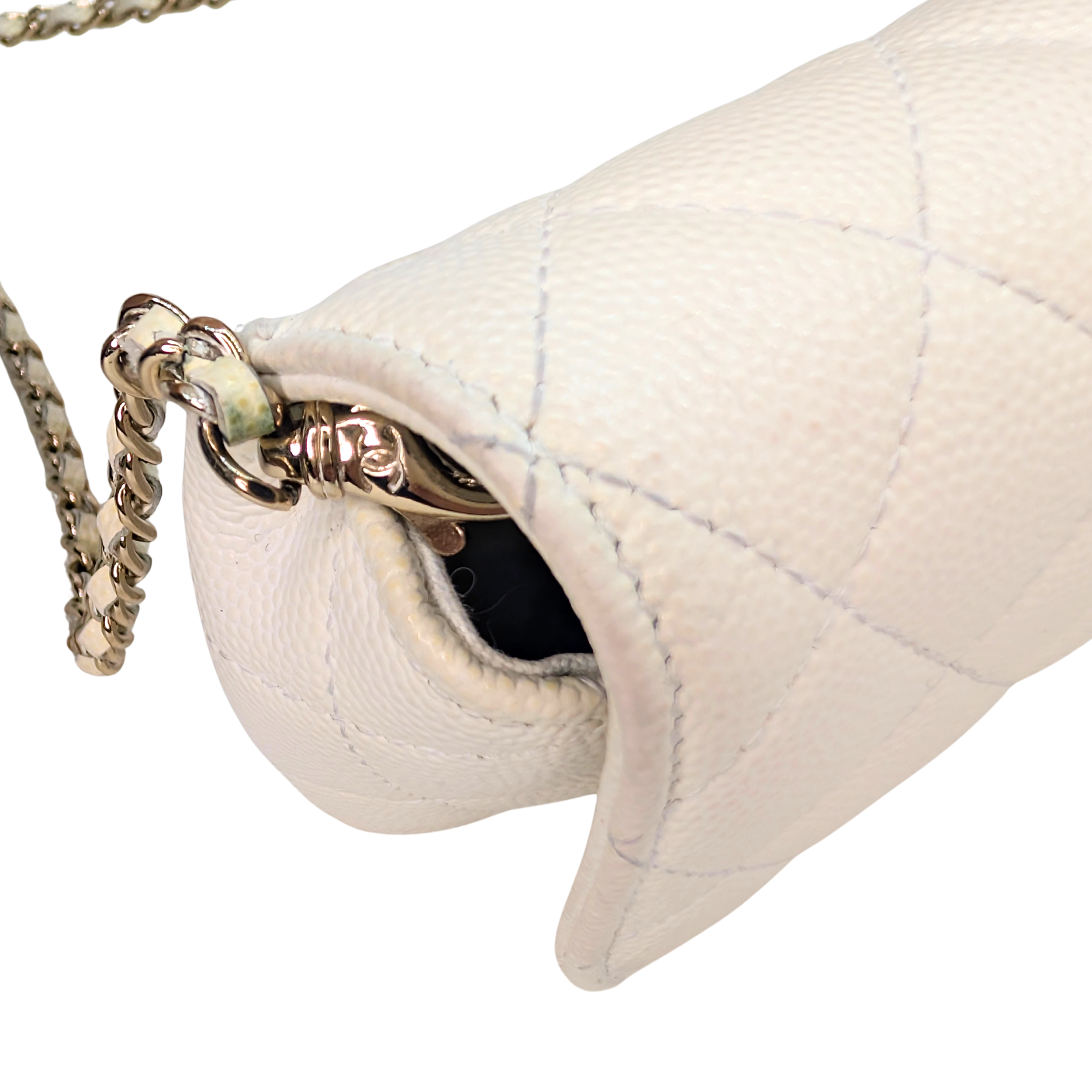 Chanel Quilted Caviar Sunglasses Case Bag White