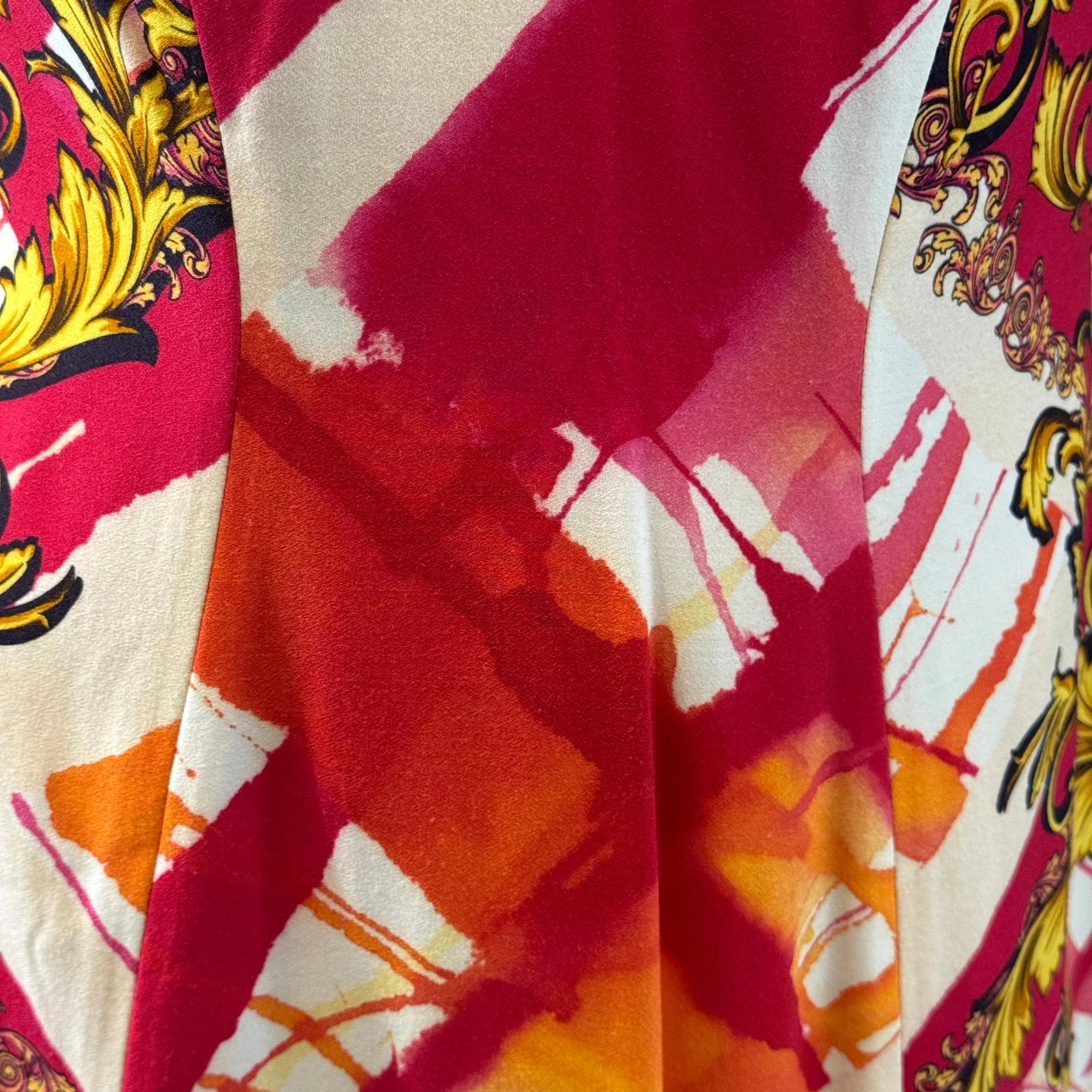 Versace Pink x Orange Baroque Print Sleeveless Dress Size 42 - Lost Designer