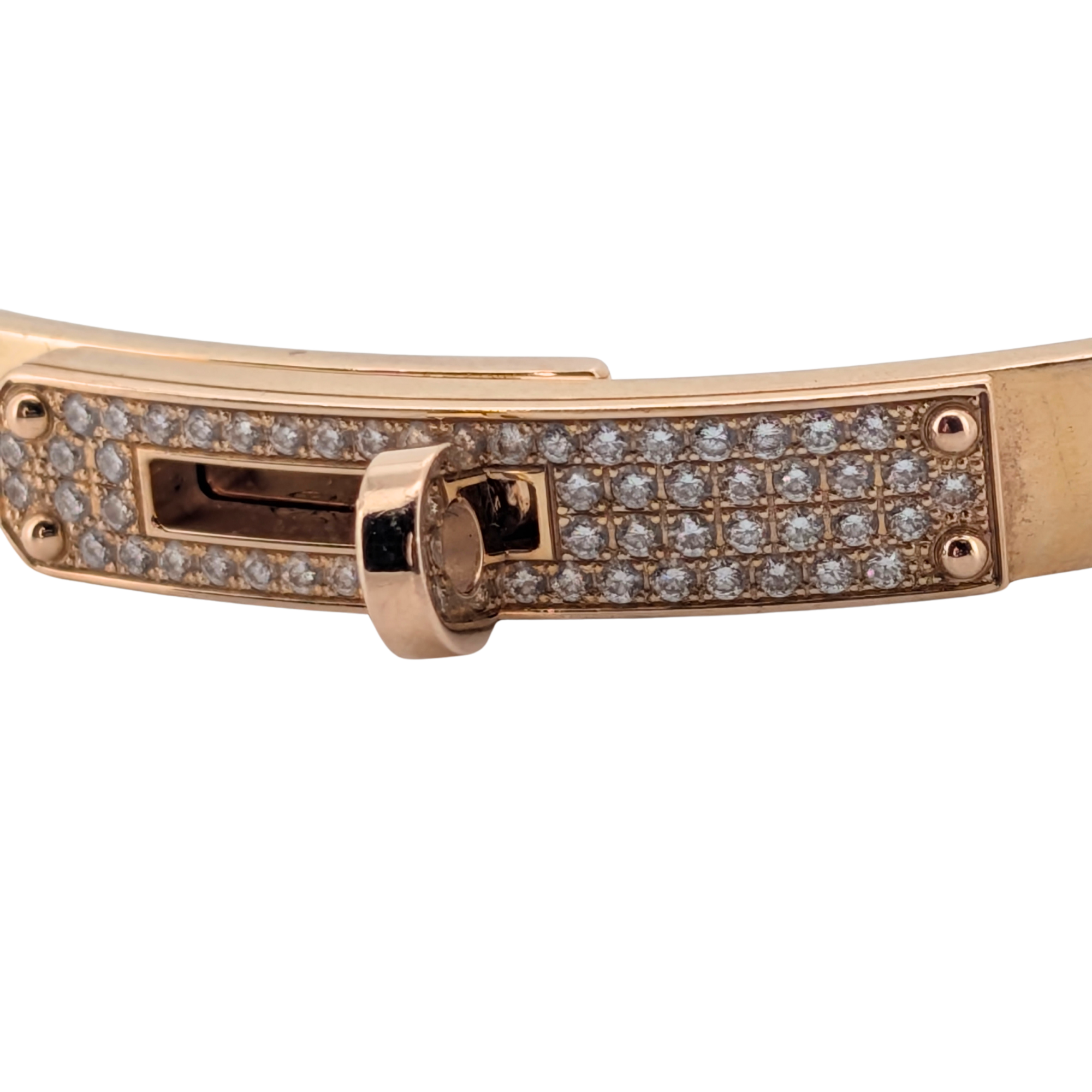 Hermes Kelly Diamond Bracelet Small LG In 18k Rose Gold