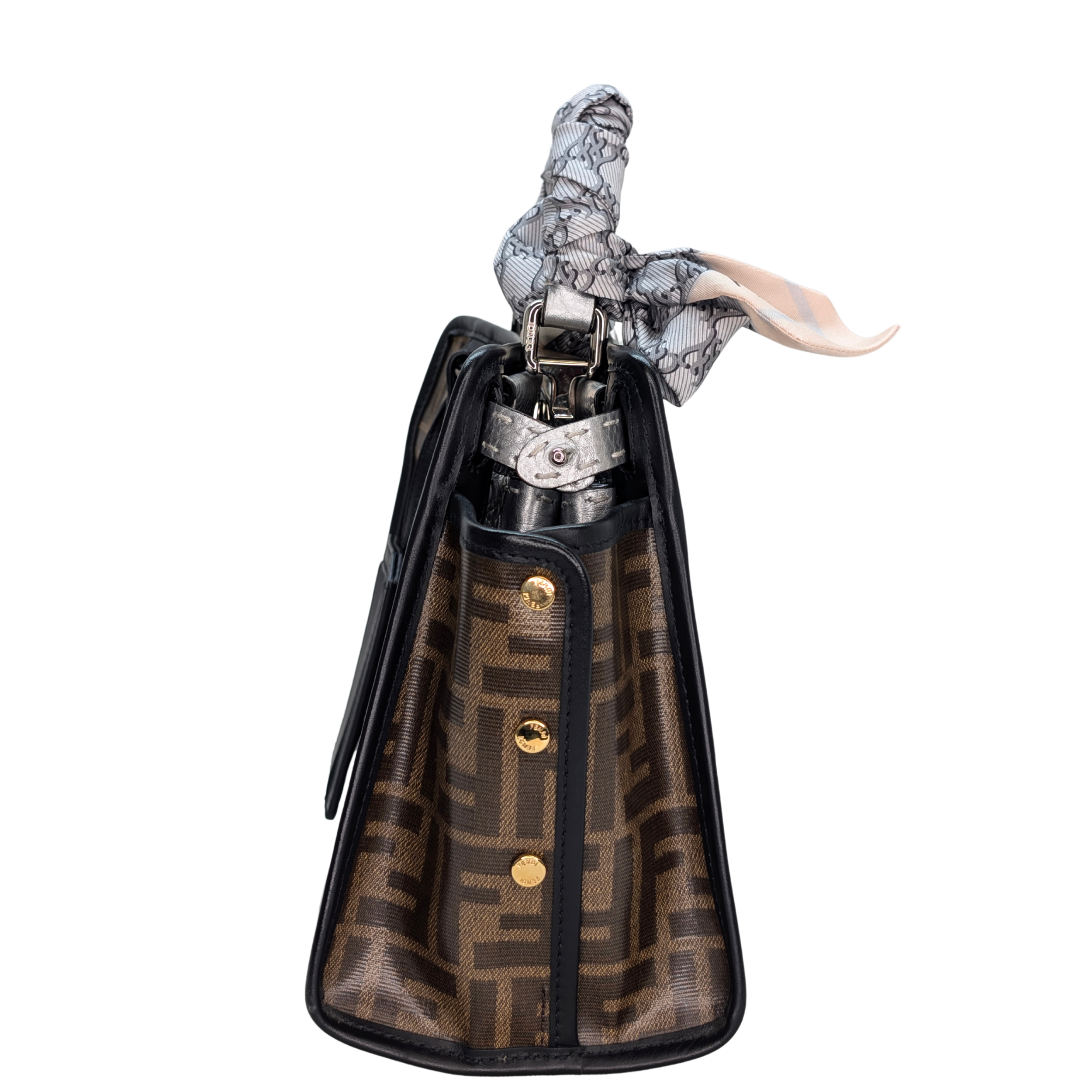 Fendi Peekaboo ISeeU Petite Mini Selleria Bag Silver Metallic