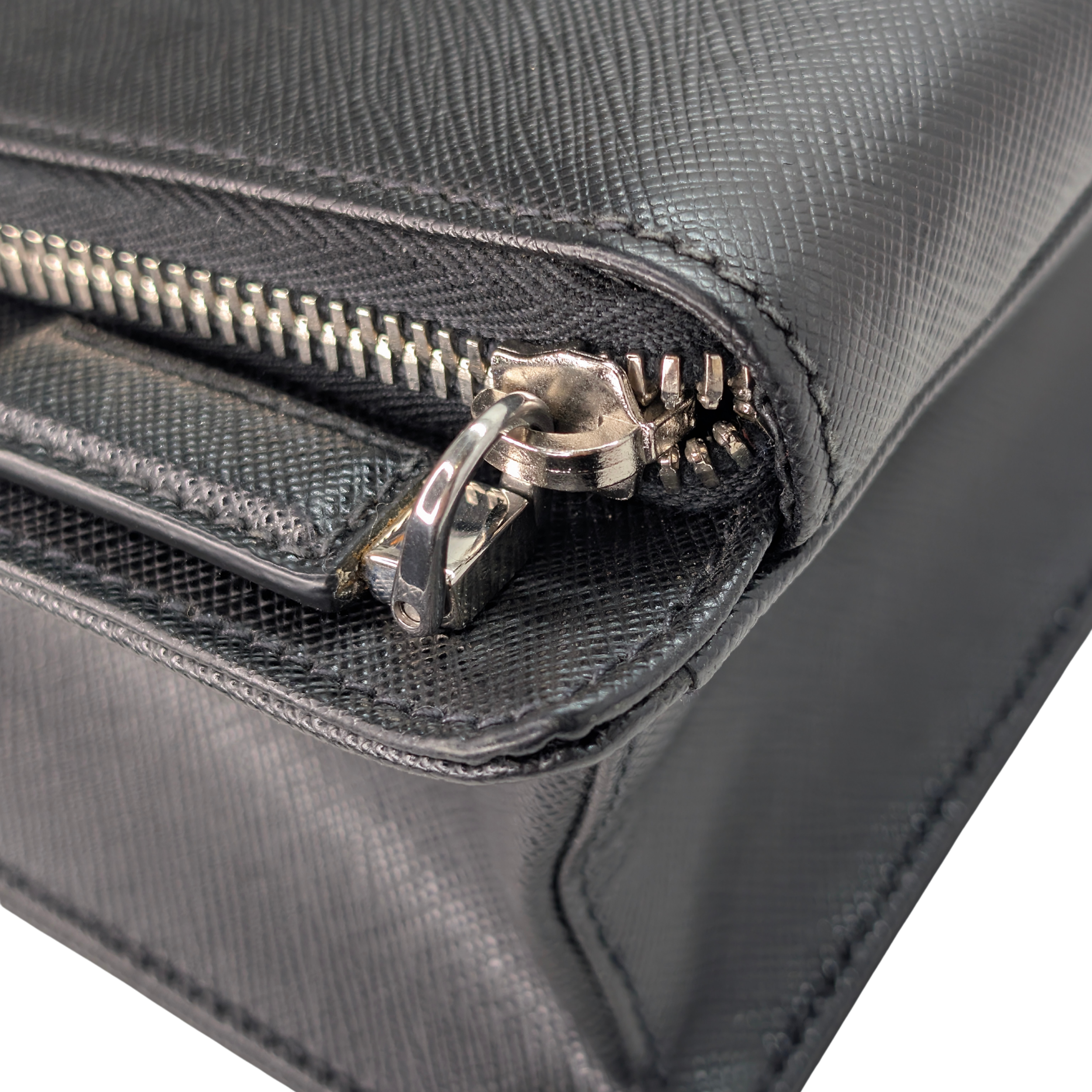 Prada Saffiano Leather Travel Briefcase Bag Black