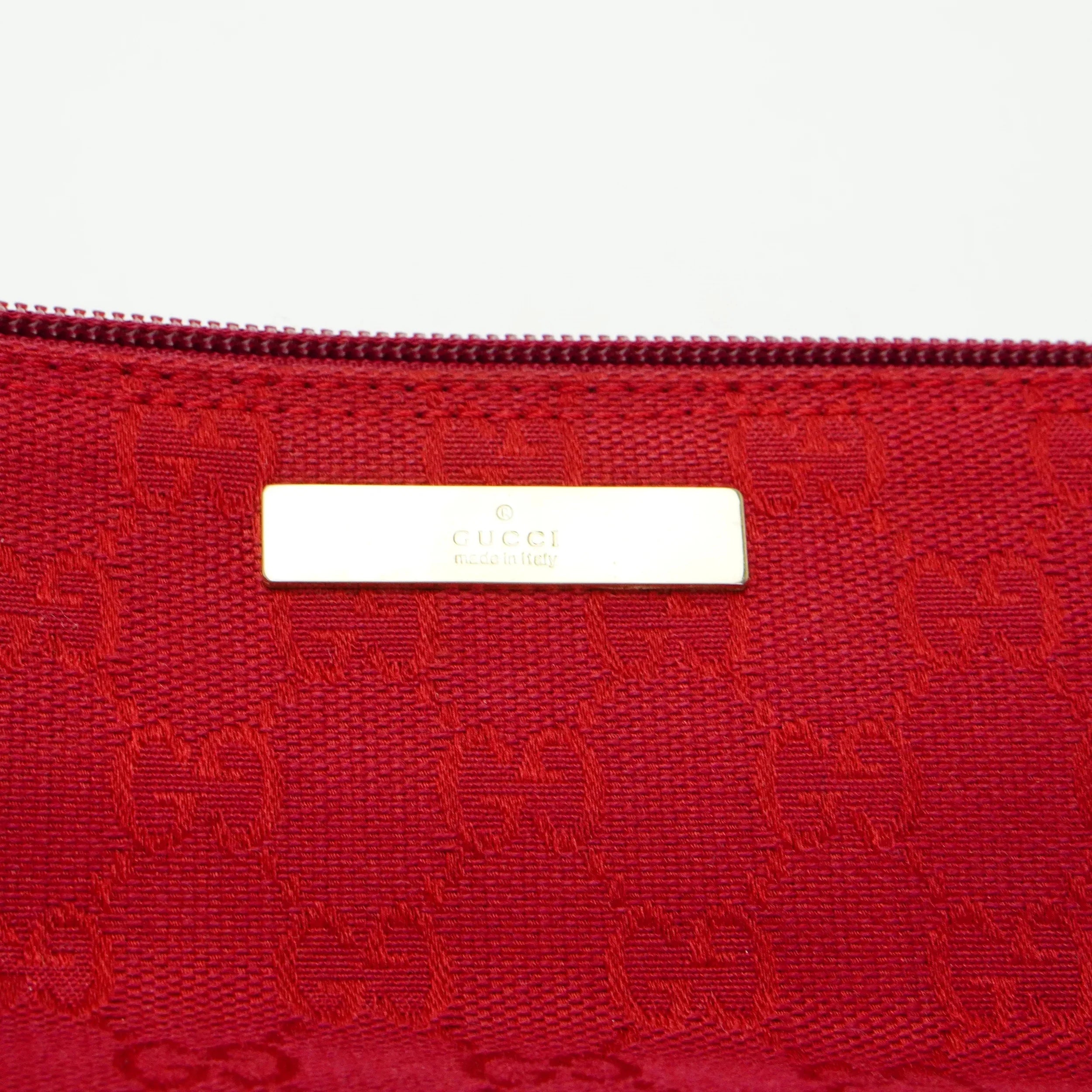 Gucci Cherry Red GG Monogram Boat Pochette Bag - Lost Designer