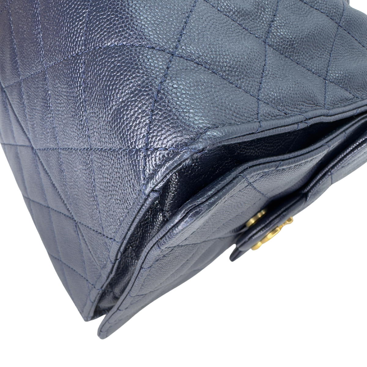 Chanel 25 Medium Caviar Leather Shoulder Bag Navy