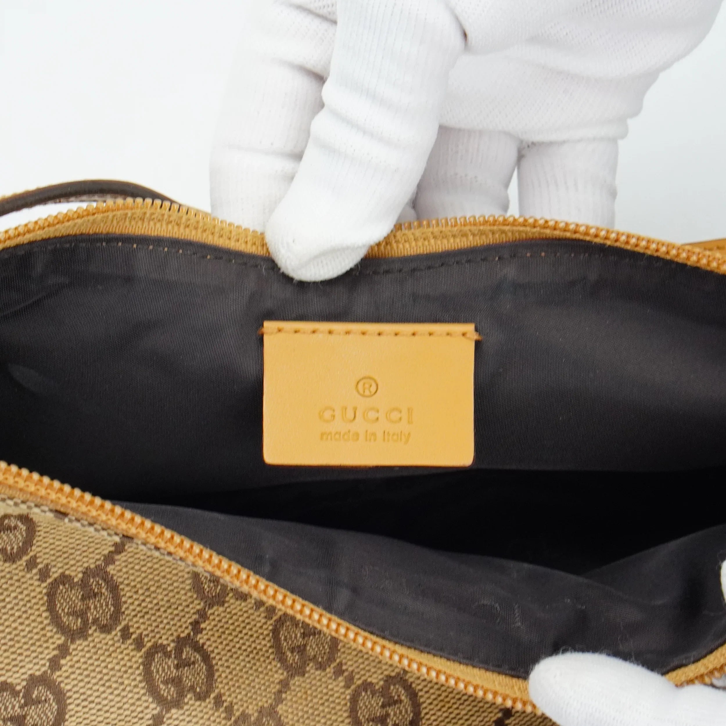 Gucci Beige GG Monogram Boat Pochette Bag - Lost Designer