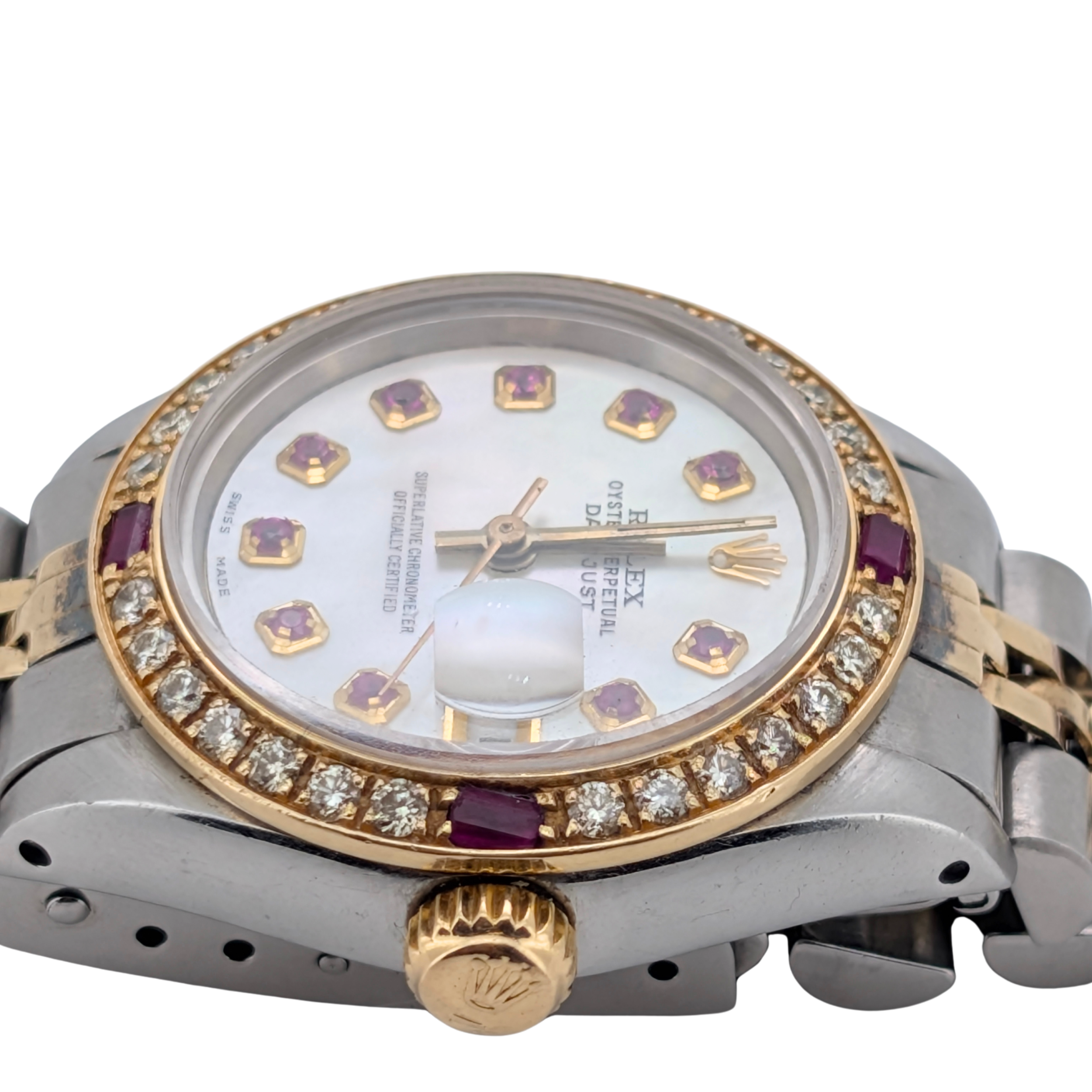 Rolex Datejust 6917 Ladies 26mm Two Tone 18k Aftermarket Diamond & Ruby