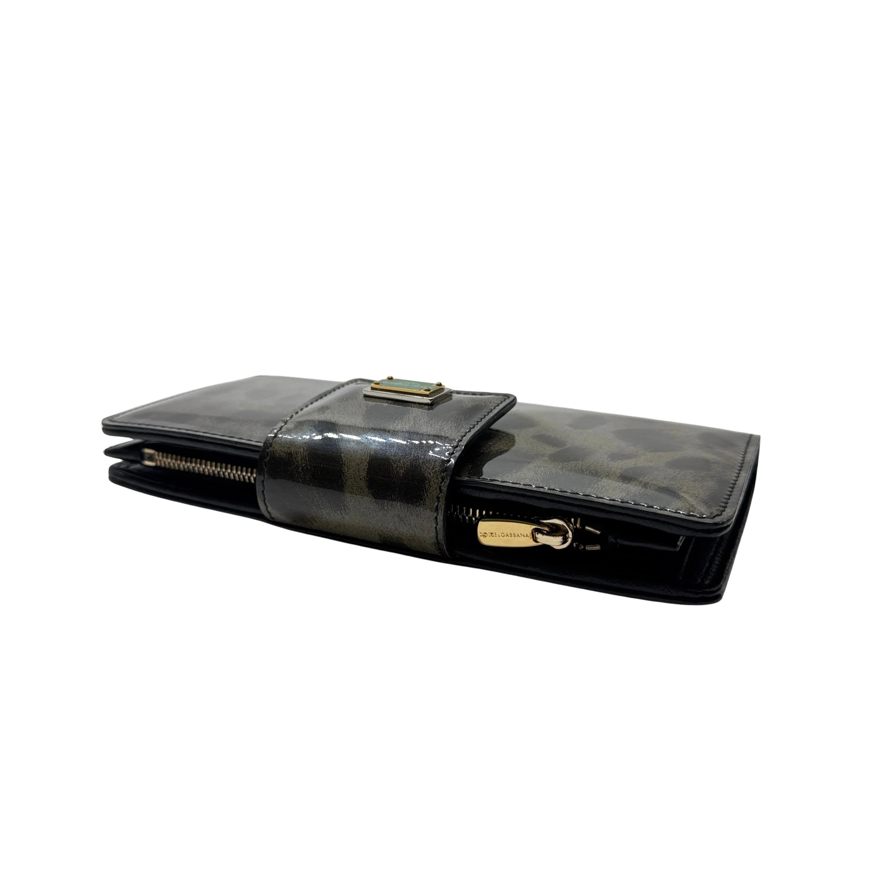 Dolce & Gabbana Leopard Print Leather Wallet Khaki - Lost Designer
