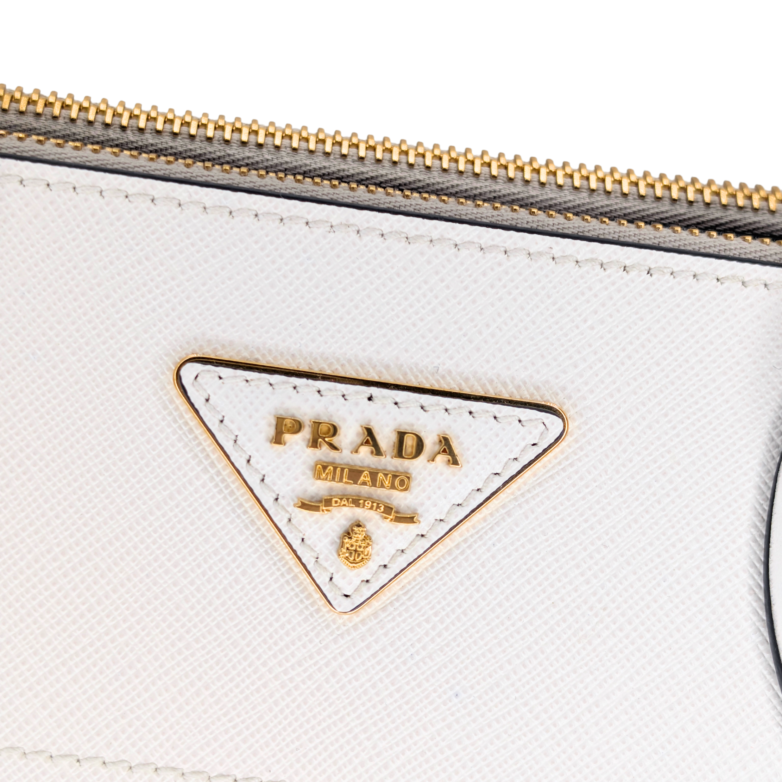 Prada Saffiano City Saffiano Paradigme Bag WHite