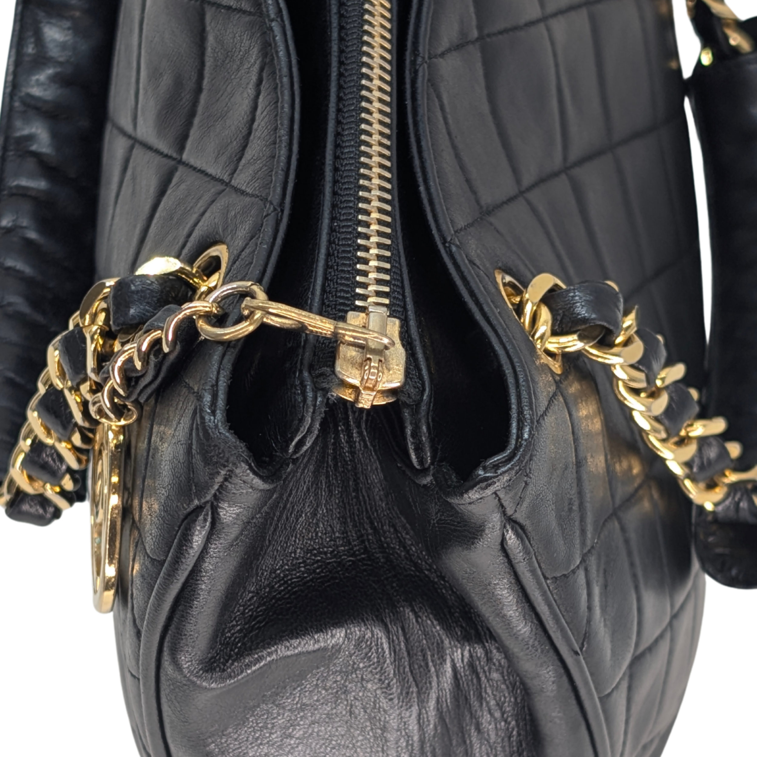 Chanel Vintage CC Metalasse Chain Tote Bag Black