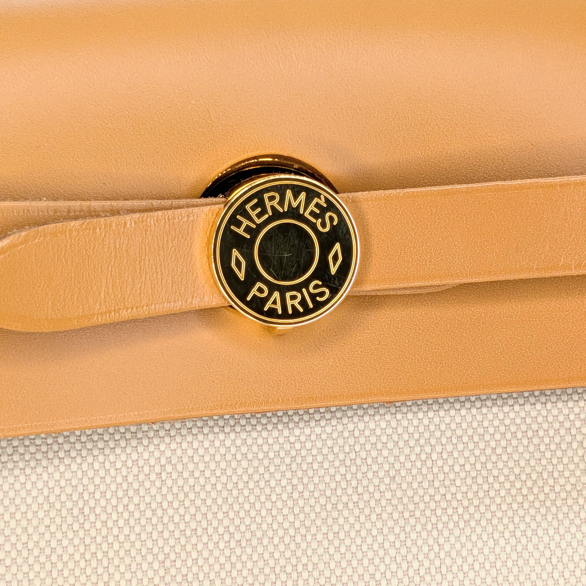 Hermes Herbag 31 Canvas Hunter leather Beton GHW Stamp Z