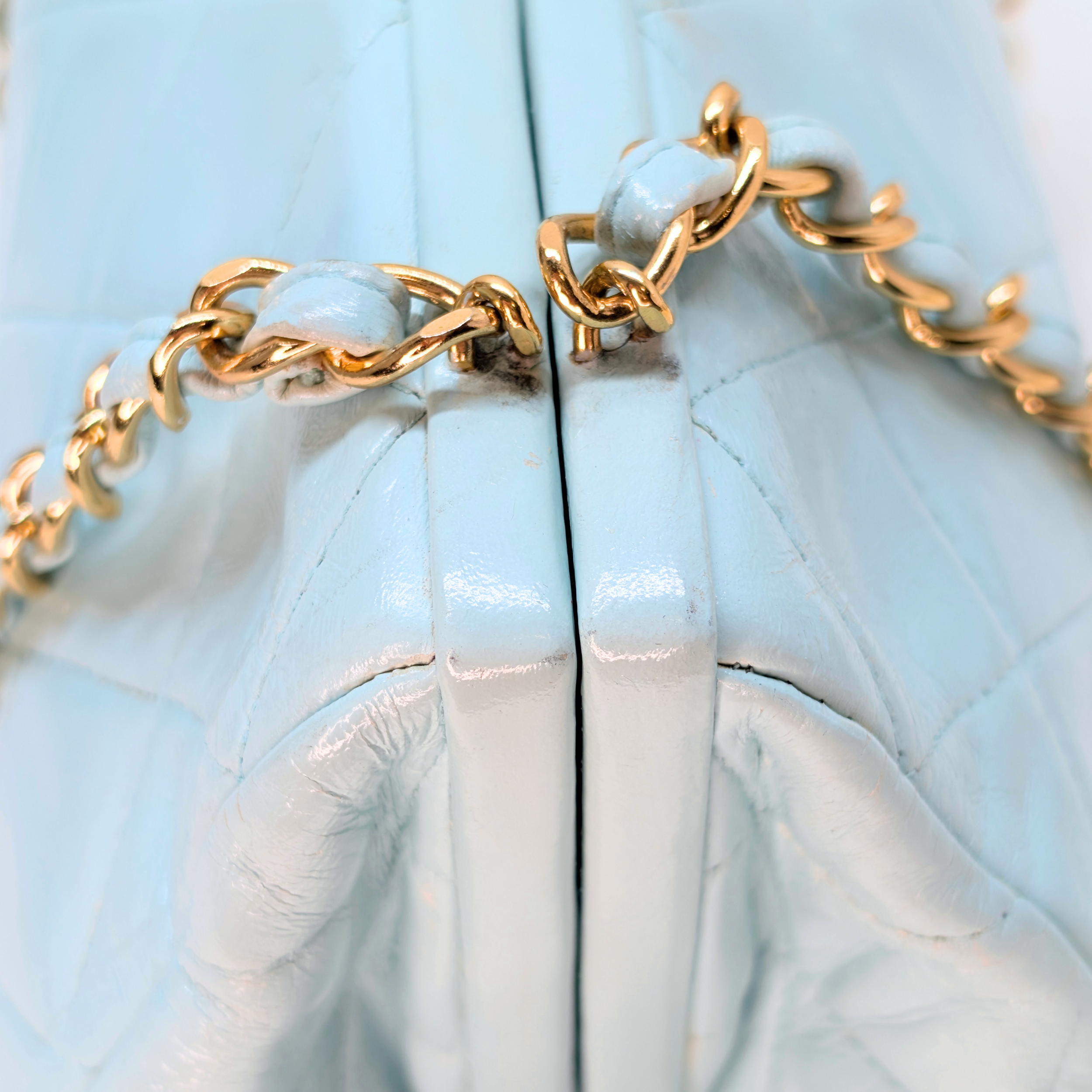 Chanel Vintage Kiss Lock Bag Baby Blue