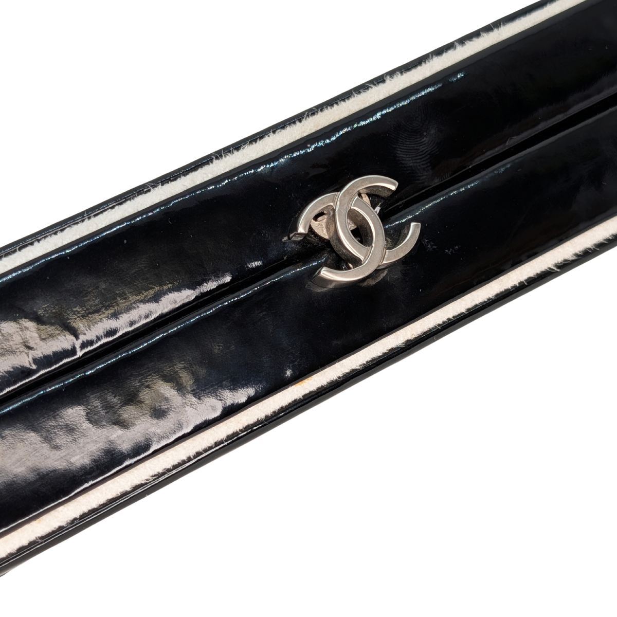 Chanel CC Small Box Clutch Patent Leather Black