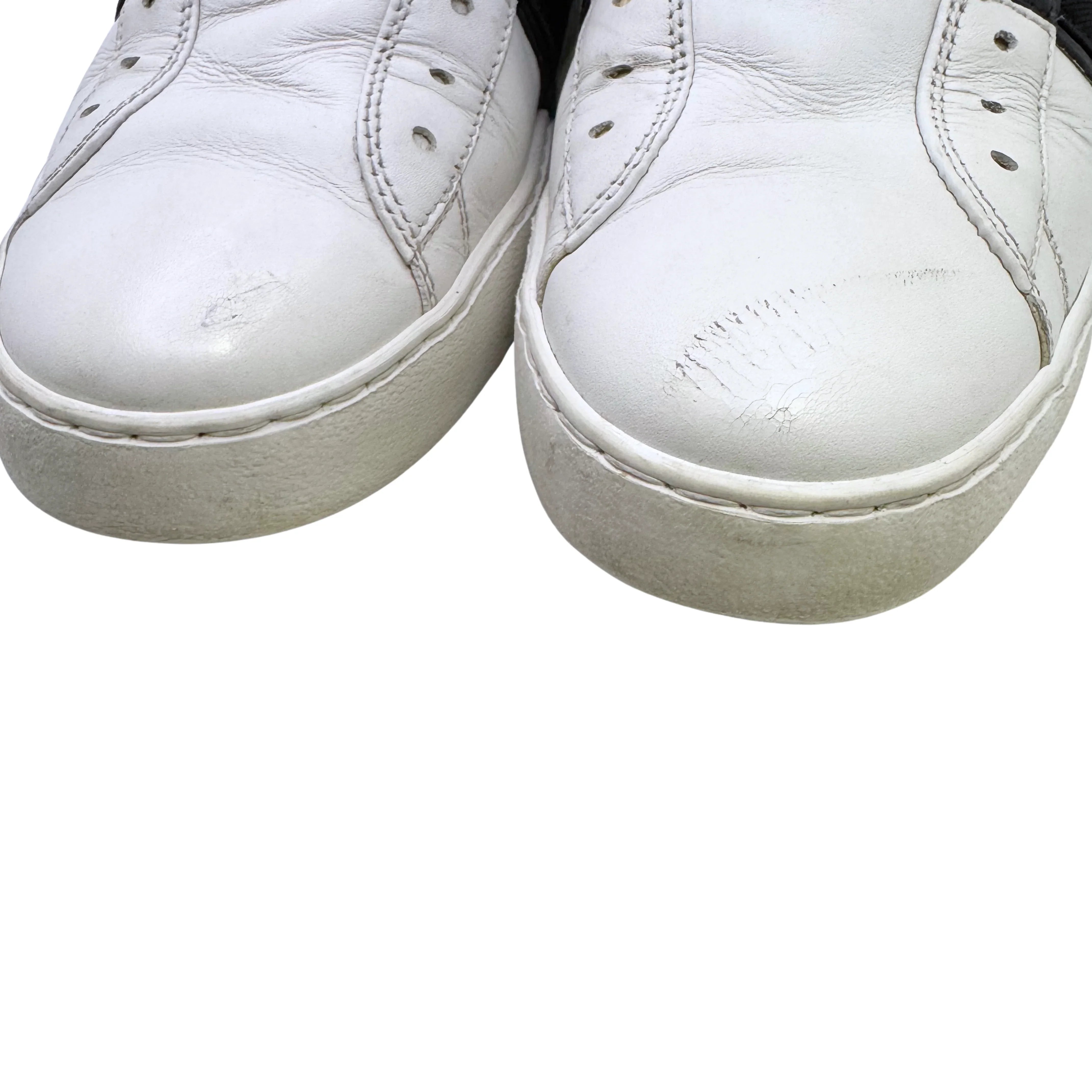 Valentino Open Slip On Sneaker White & Black Women's Size 38 - Lost Designer