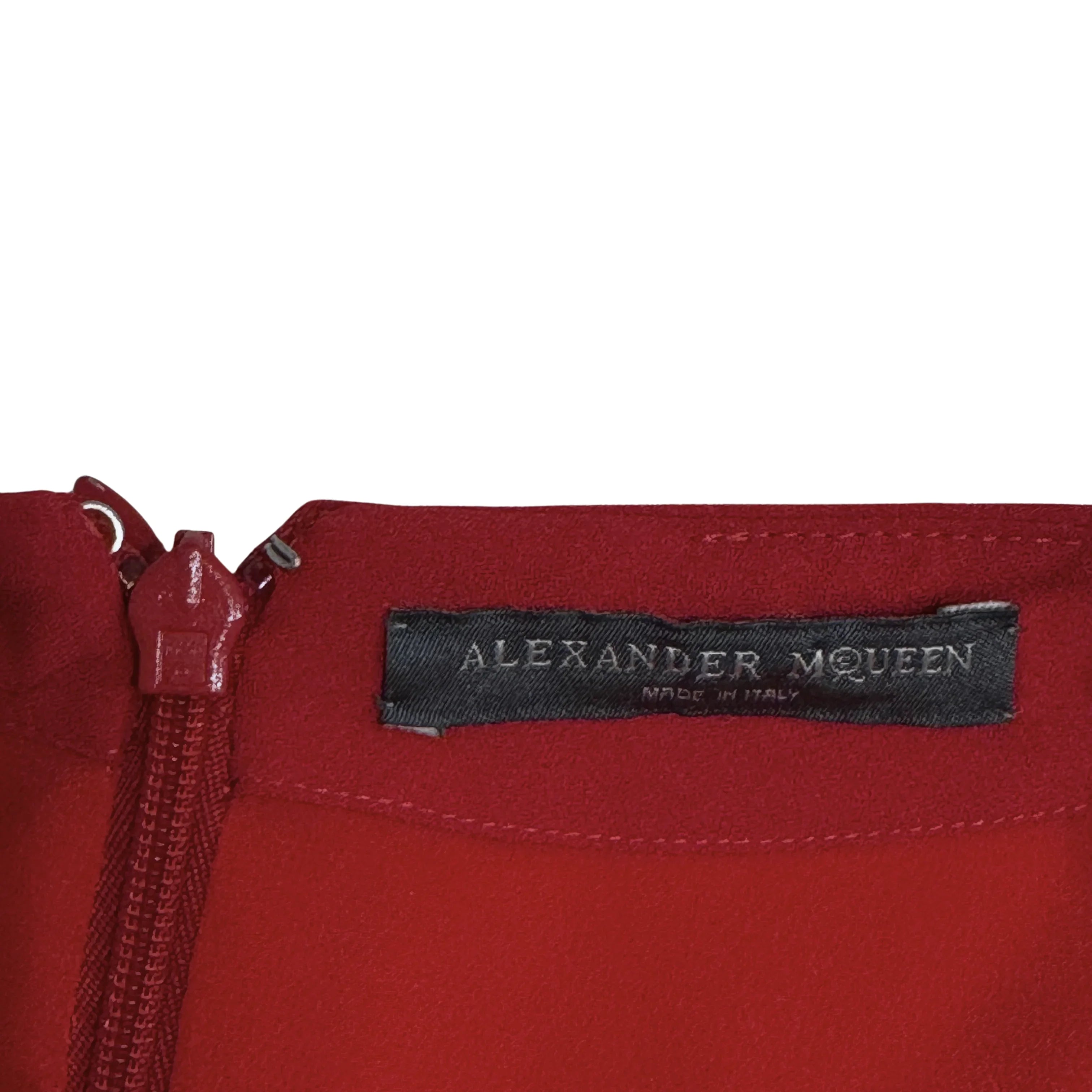 Alexander McQueen Draped Long Sleeve Knee-Length Dress Red 44 - Lost Designer