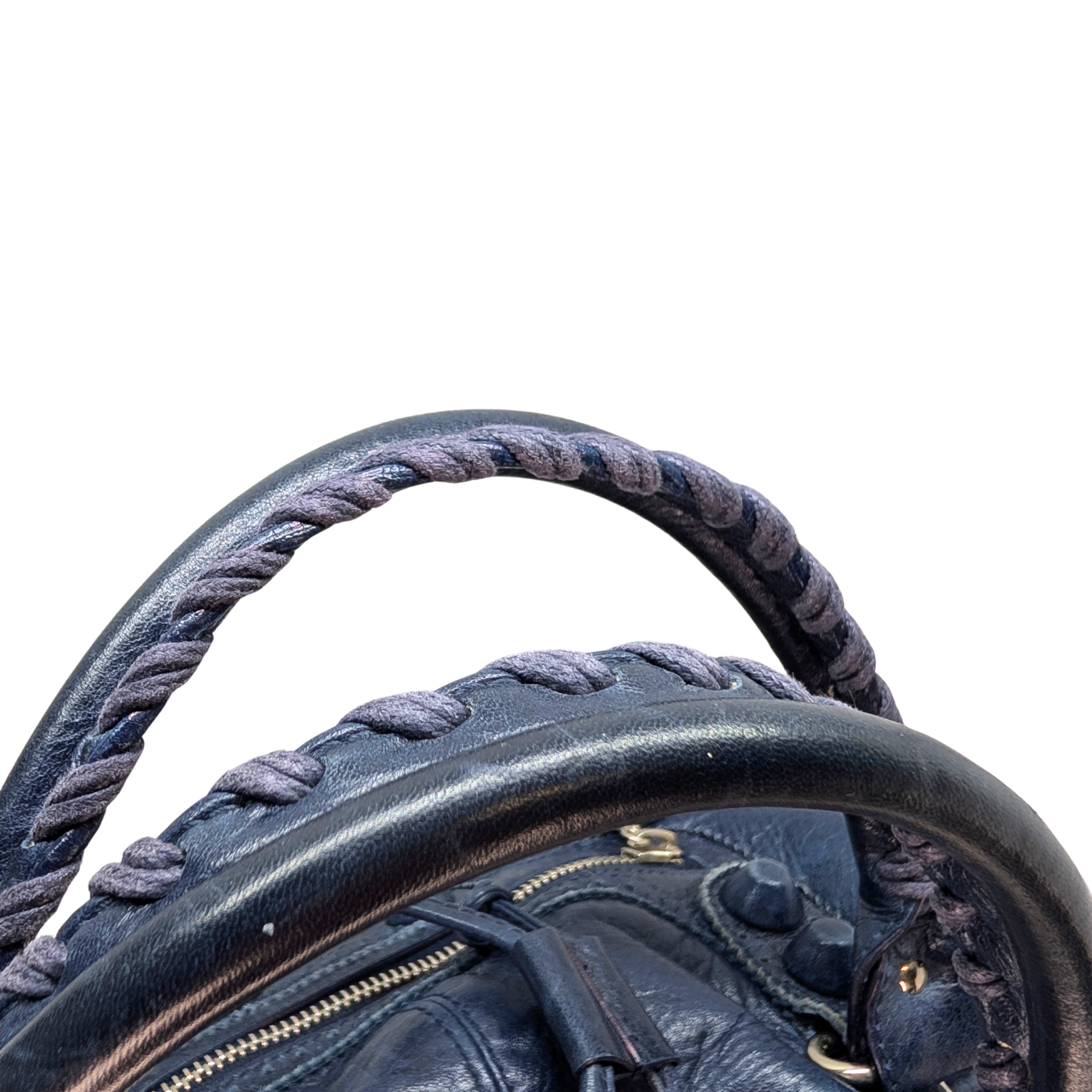 Balenciaga Pompon Motocross City Bag Navy