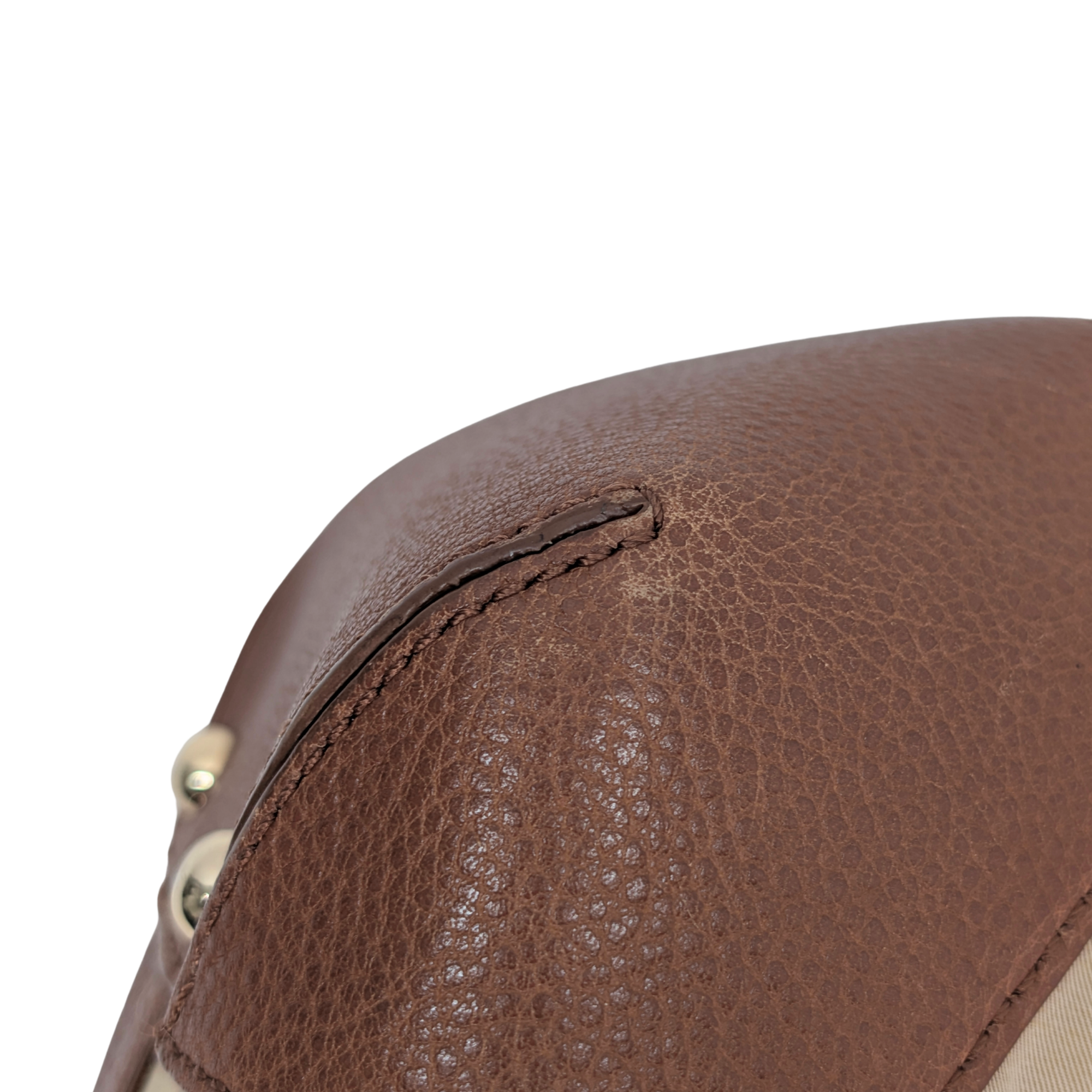 Burberry Embroidered Canvas X Leather Bowling Shoulder Bag