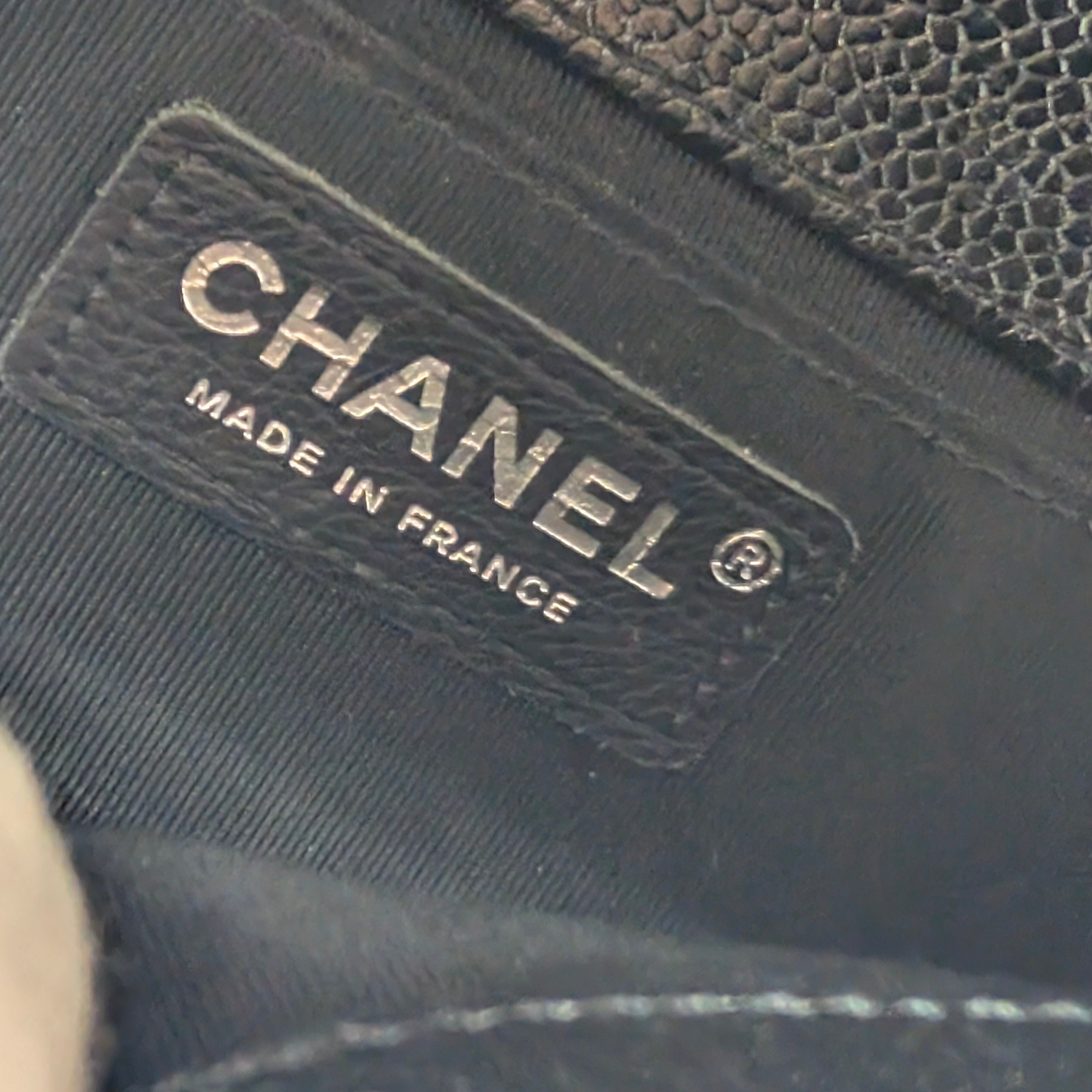 Chanel Old Medium Boy Bag Black Caviar Chevron SHW