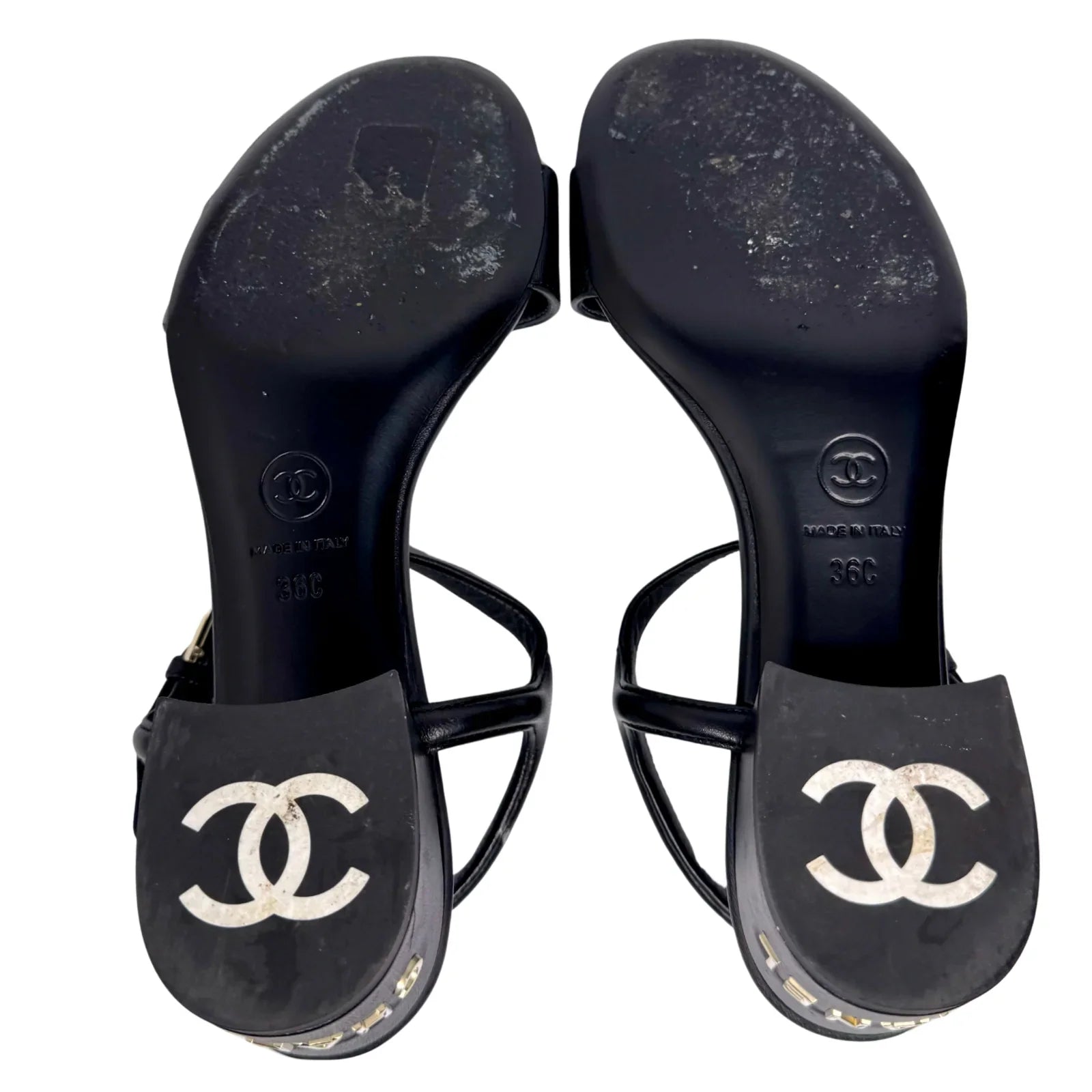 Chanel Black Lambskin Leather Classic Sandals – Size 36C - Lost Designer