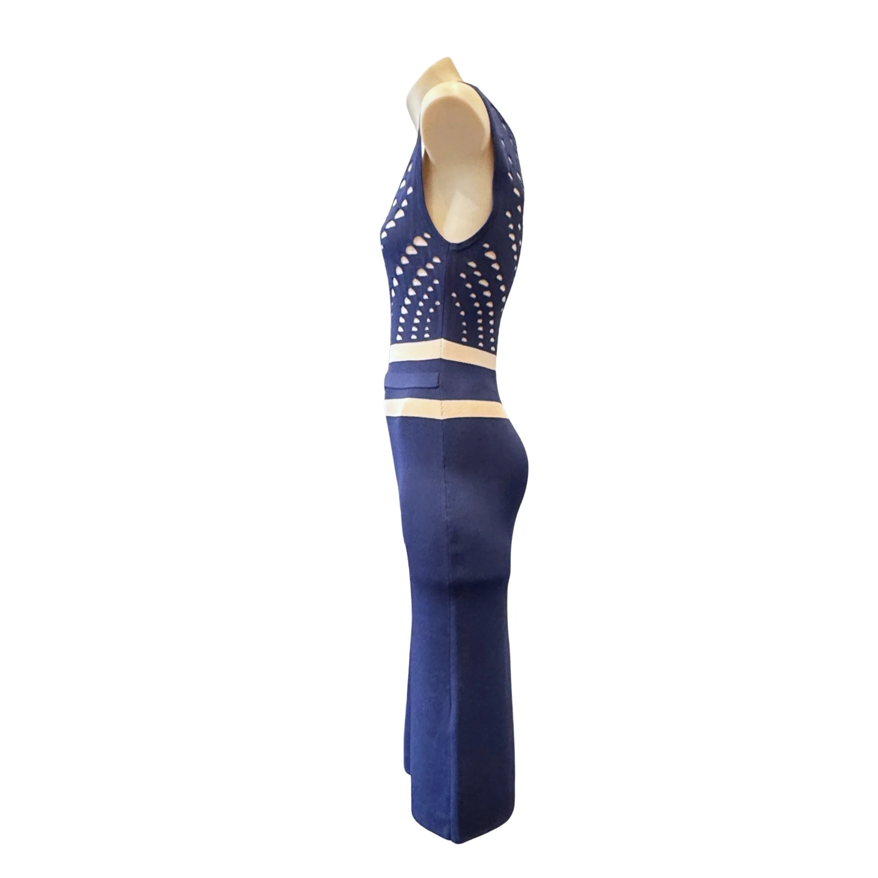 Versace Navy Cut-Out Midi Dress Size 44 - Lost Designer