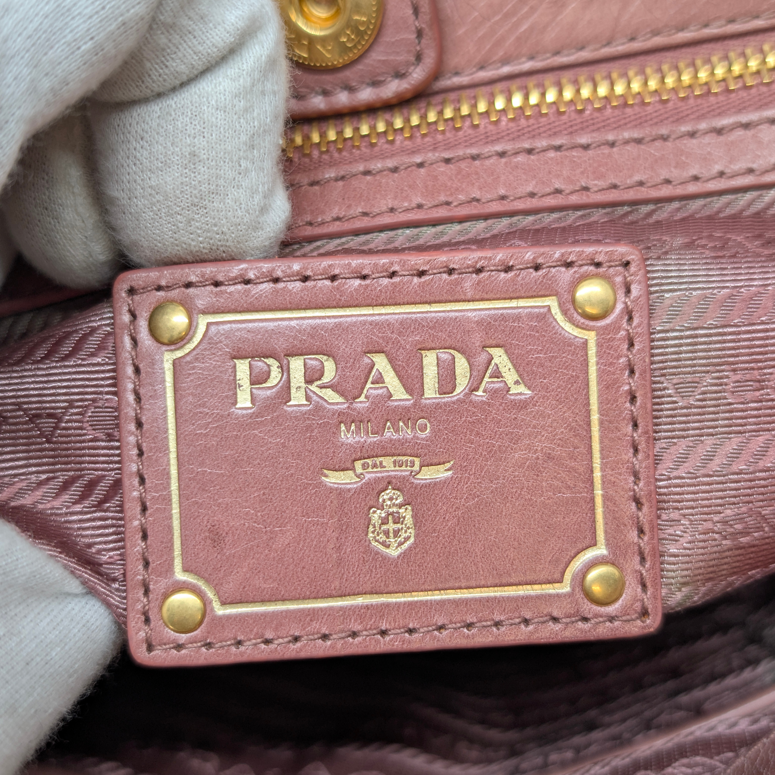Prada Vitello Shine Shopping Tote Bag Dusky Rose