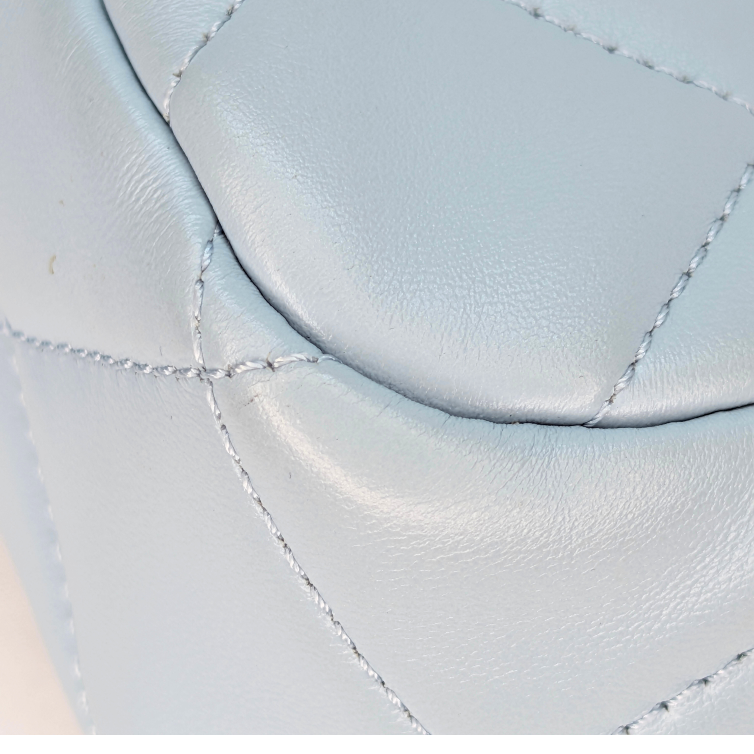 Chanel Quilted Lambskin Leather Mini Flap Bag Powder Blue