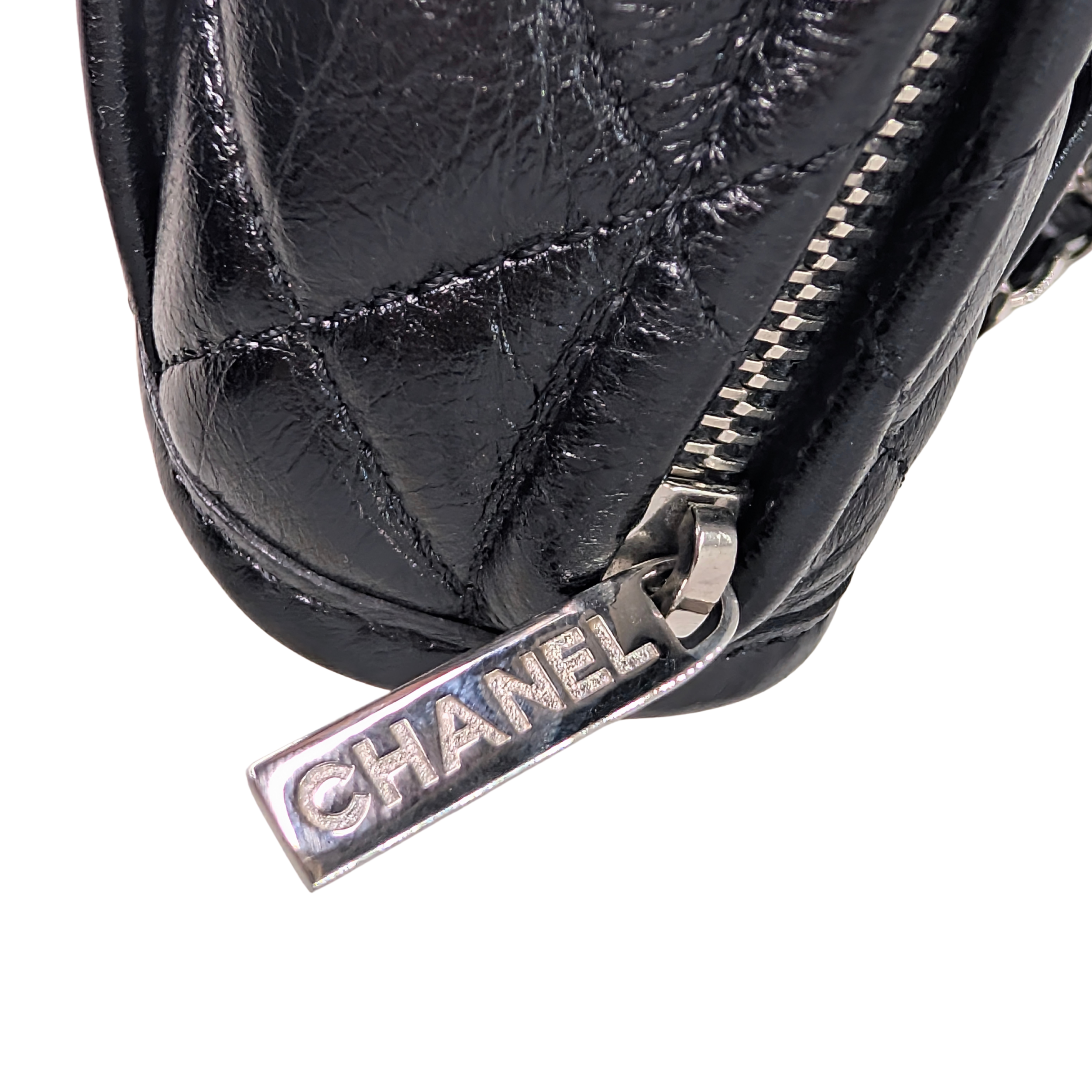Chanel Clutch On Chain Camera Bag Aged Calfskin Black