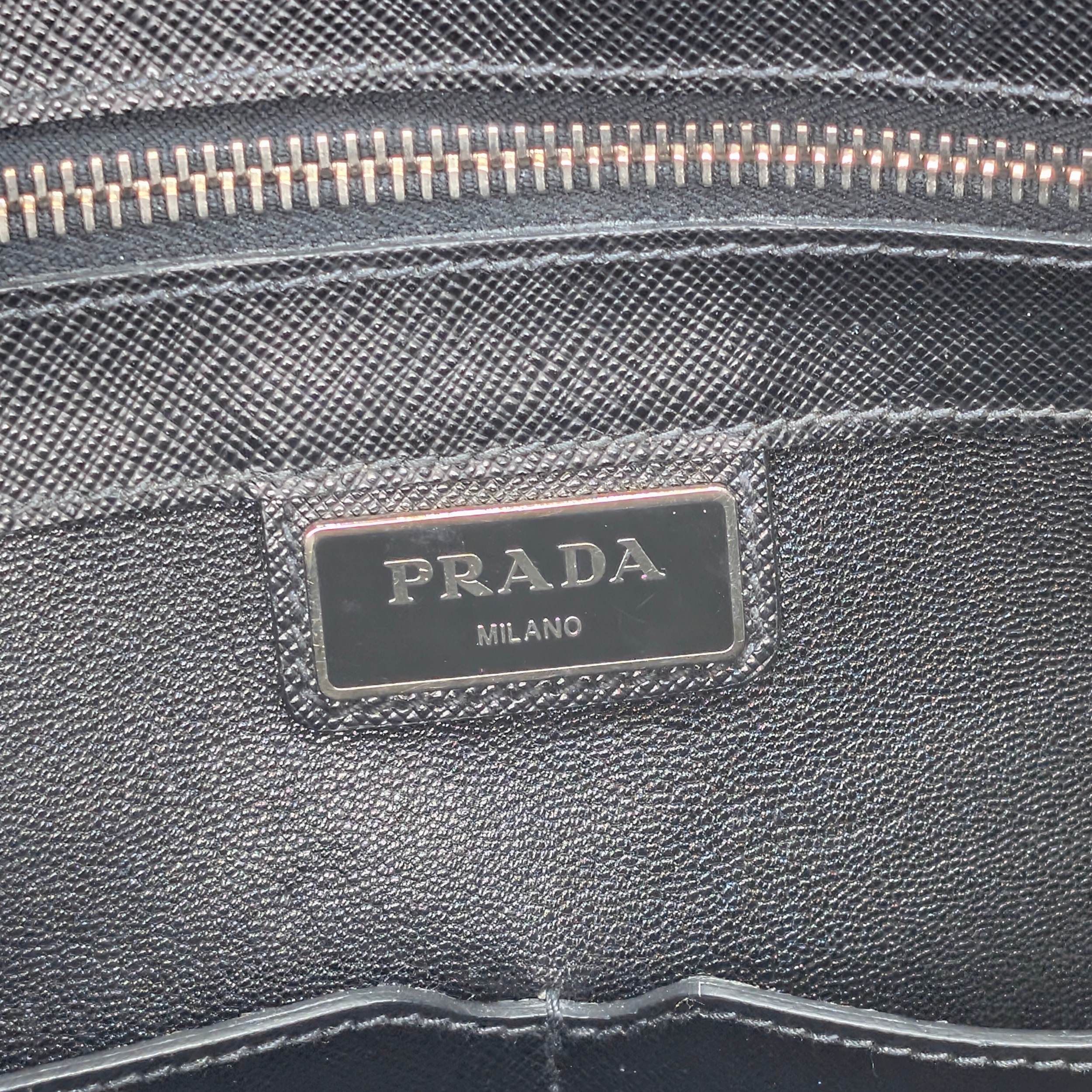 Prada Saffiano Leather Travel Briefcase Bag Black