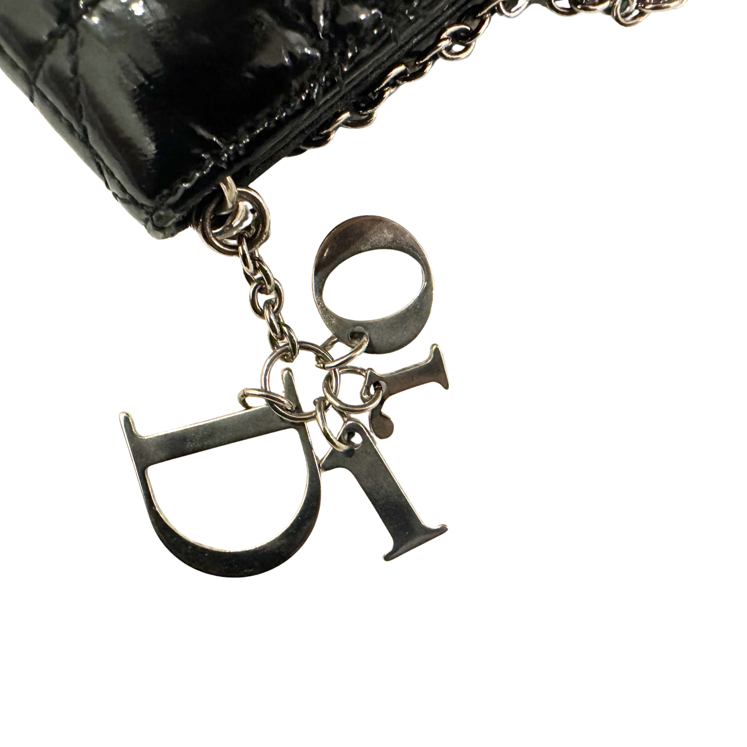 Dior Patent Leather Clutch on Chain Black