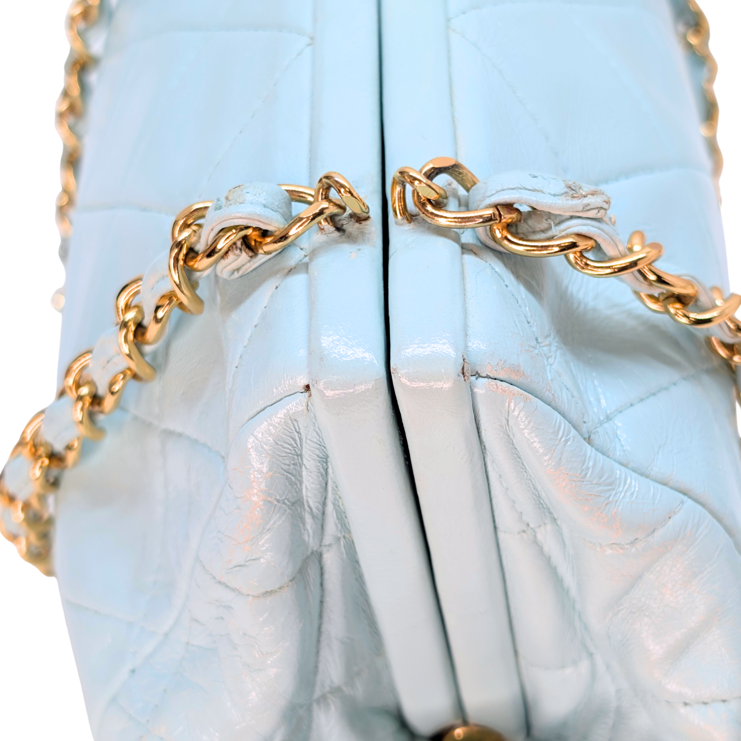 Chanel Vintage Kiss Lock Bag Baby Blue