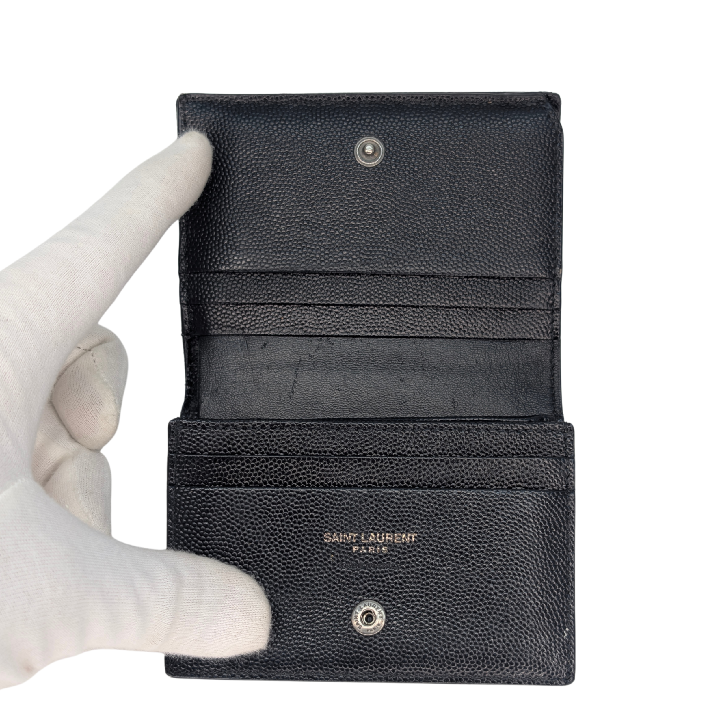 Saint Laurent Cassandre Metalasse Wallet Black