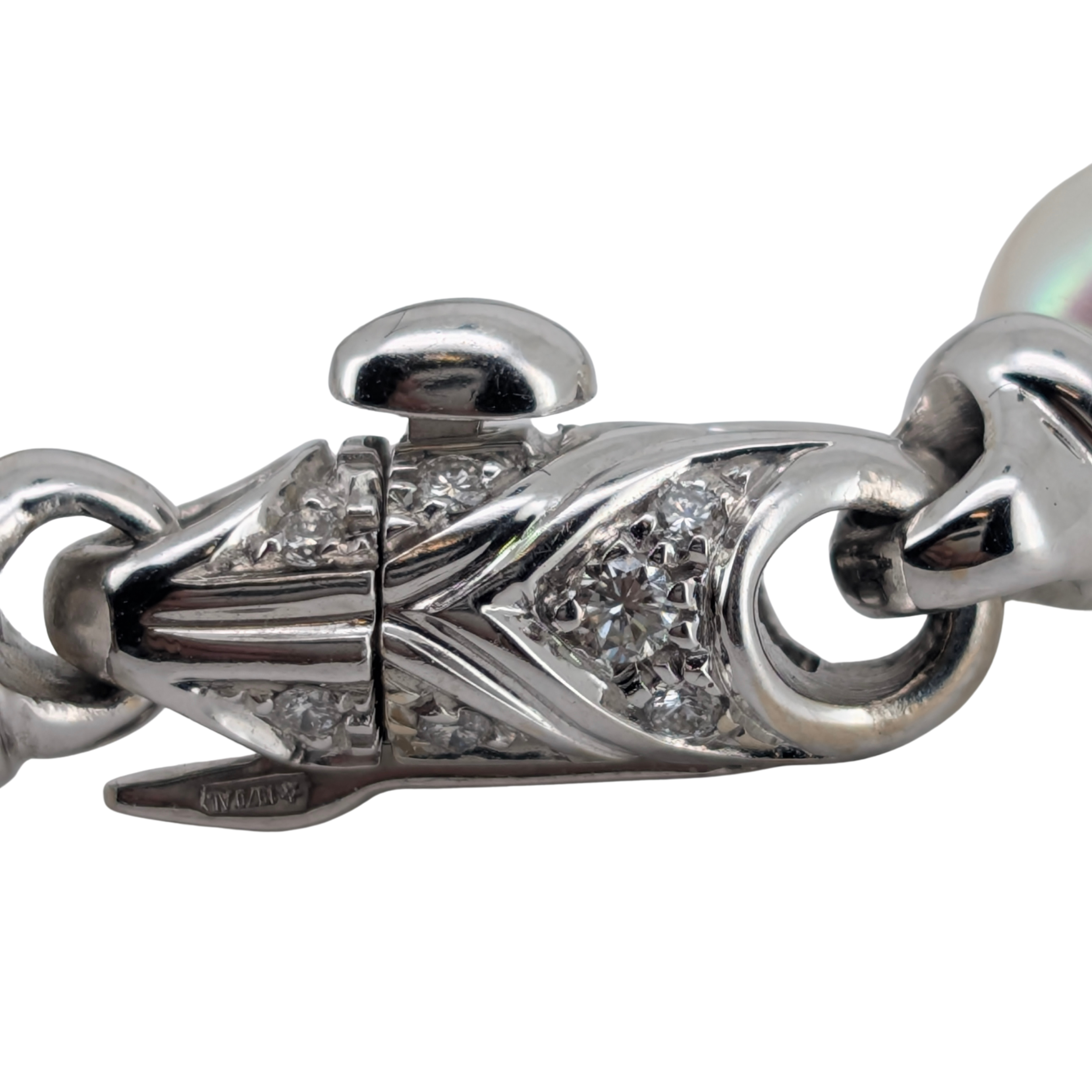 Bvlgari Passo Doppio Pearl & Diamond Link Bracelet in 18K White Gold