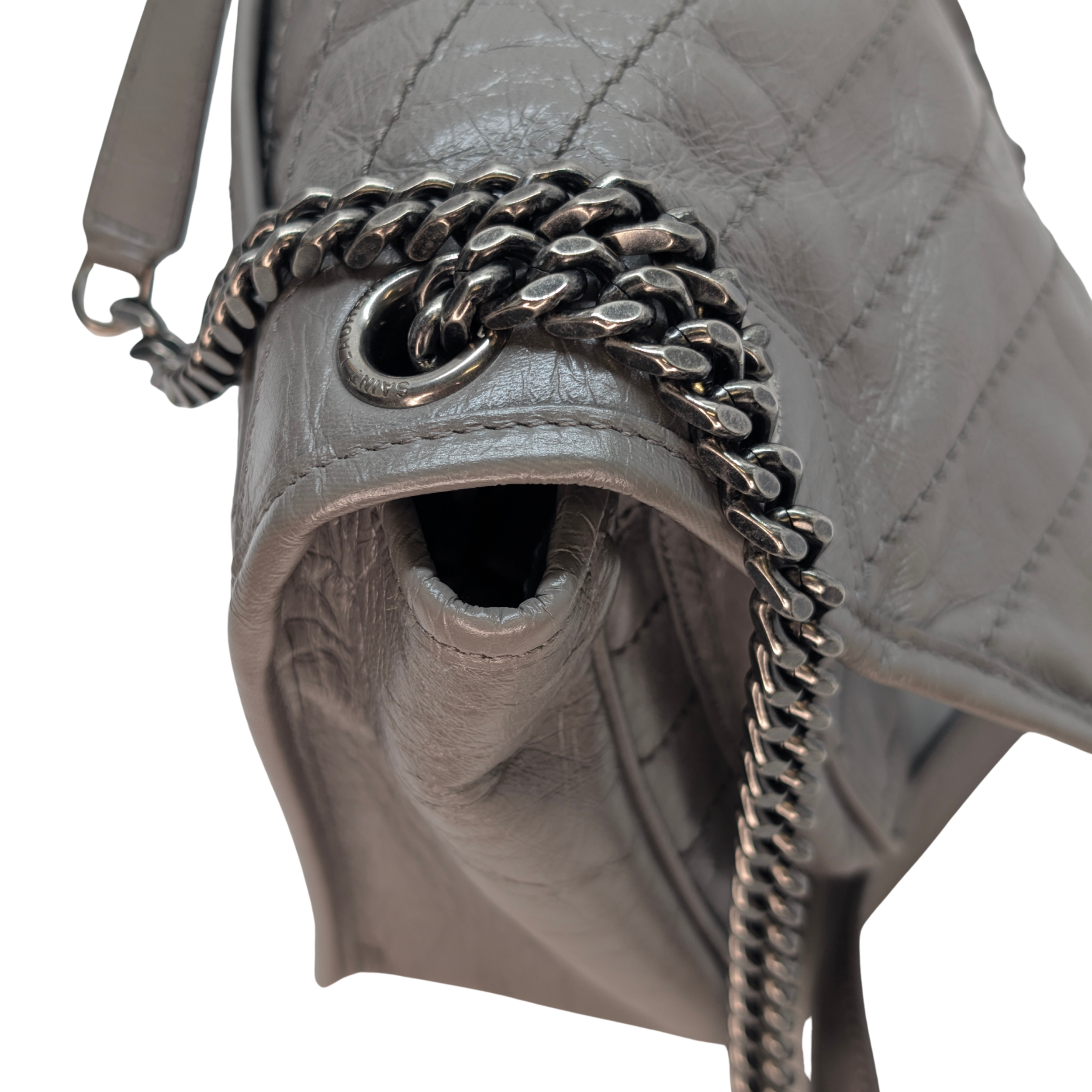 Saint Laurent Crinkled Calfskin Matelasse Monogram Medium Niki Bag