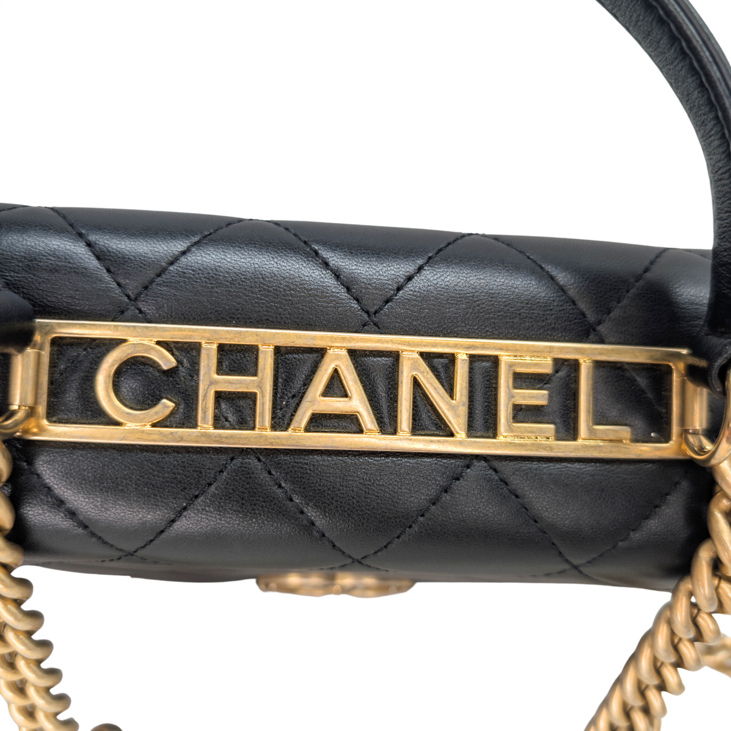Chanel Small Trendy Spirit Top Handle Flap Bag Lambskin Black