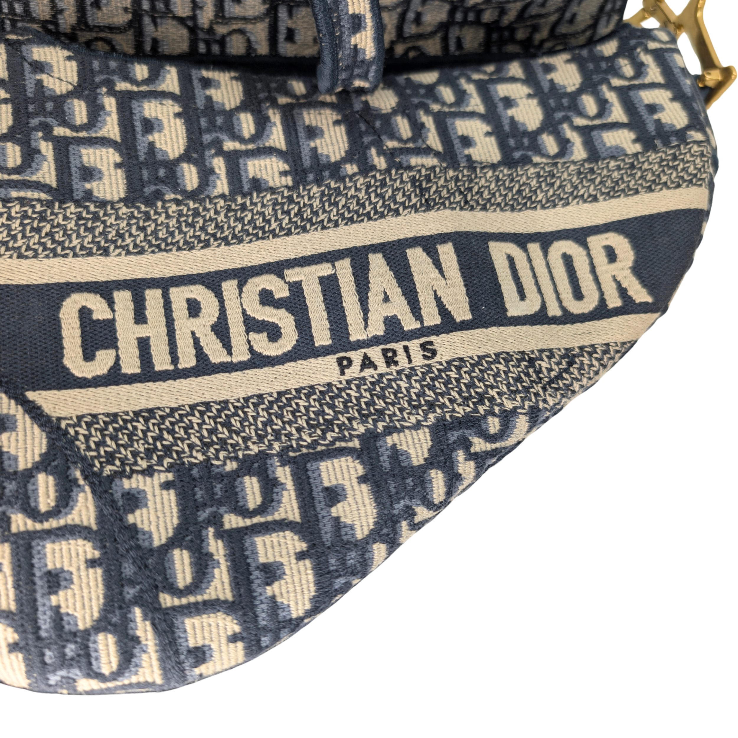 Dior Medium Saddle Bag Navy Oblique with Strap