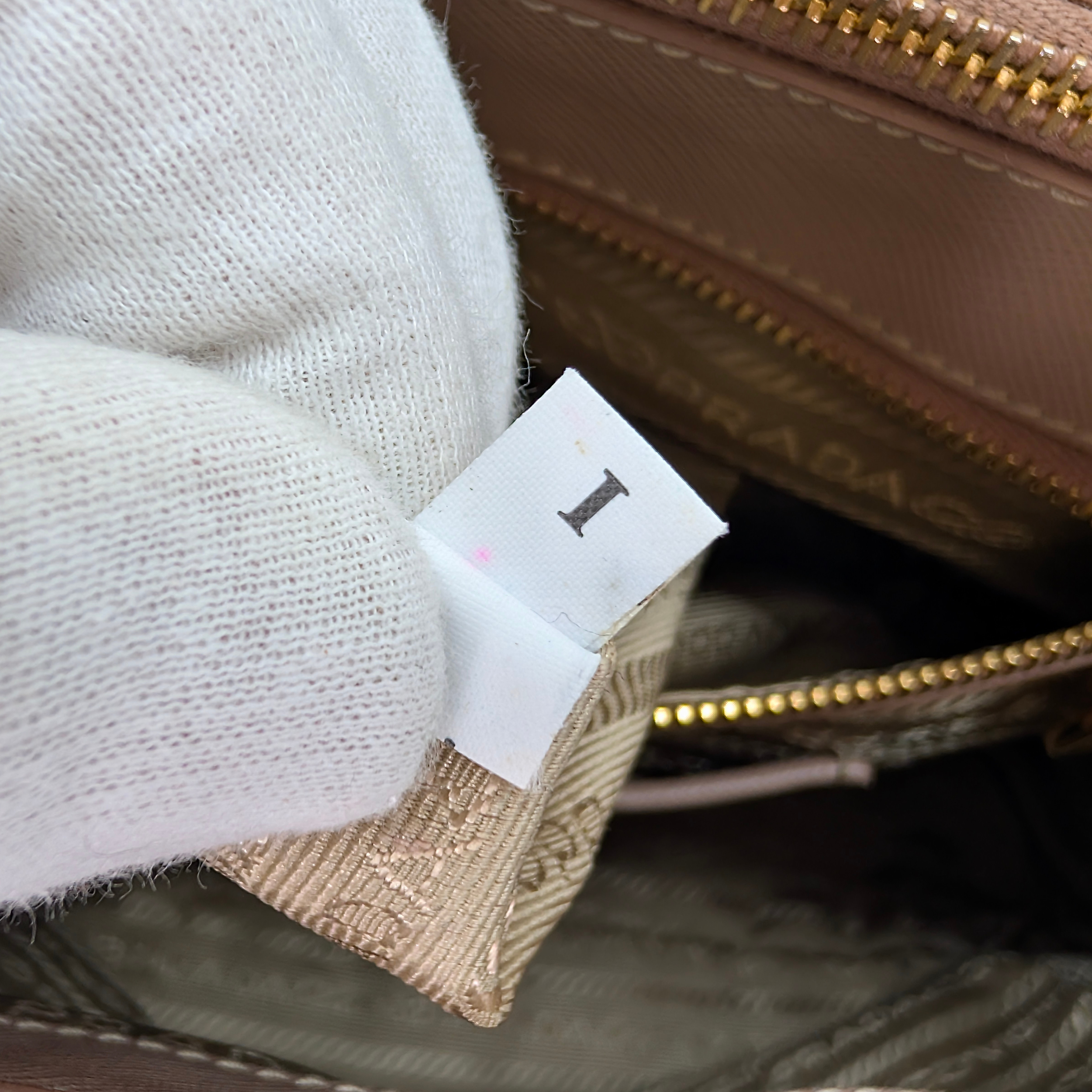 Prada Saffiano Medium Galleria Lux Double Zip Tote Cammeo