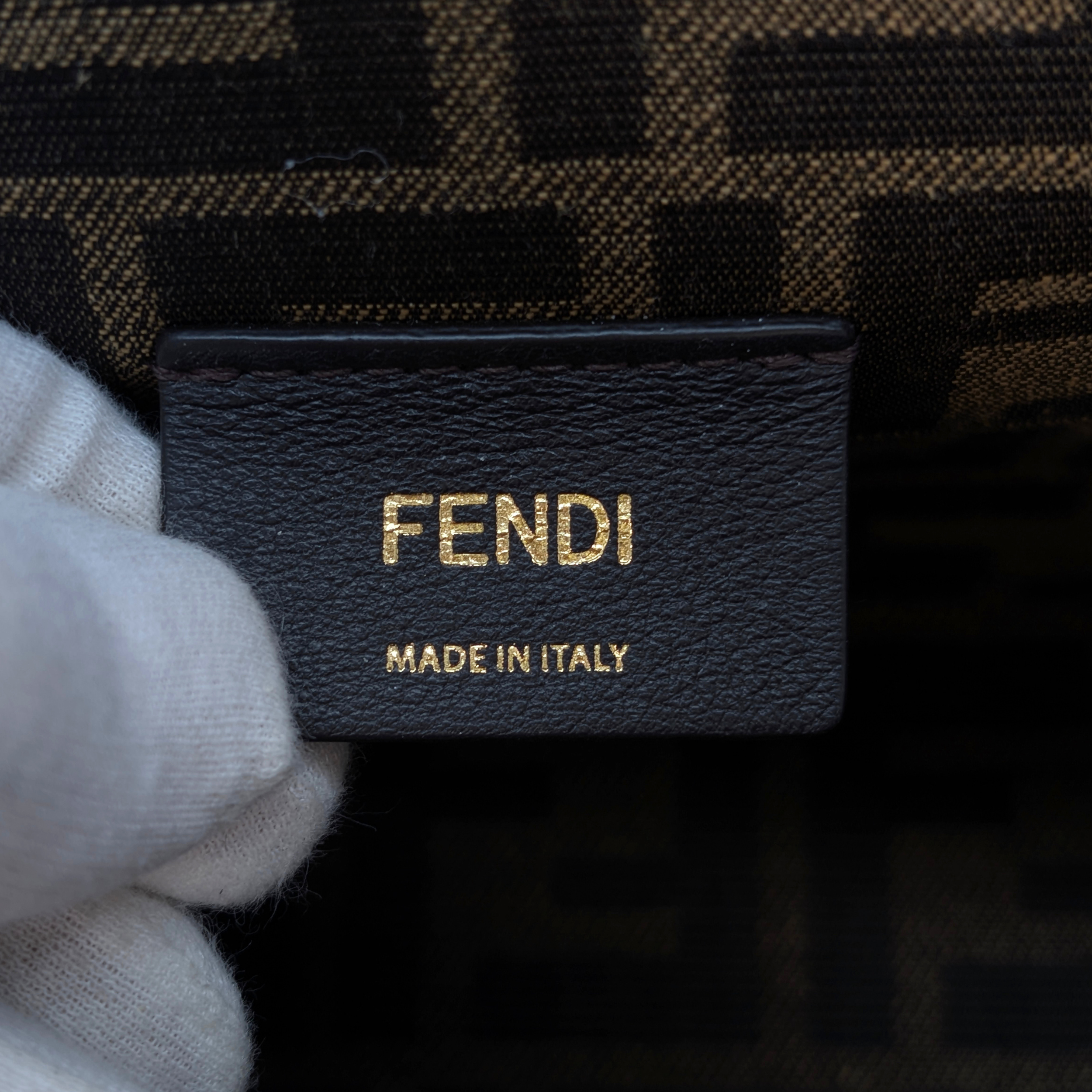 Fendi First Bag Clutch Small Full Snake Python Dark Beige