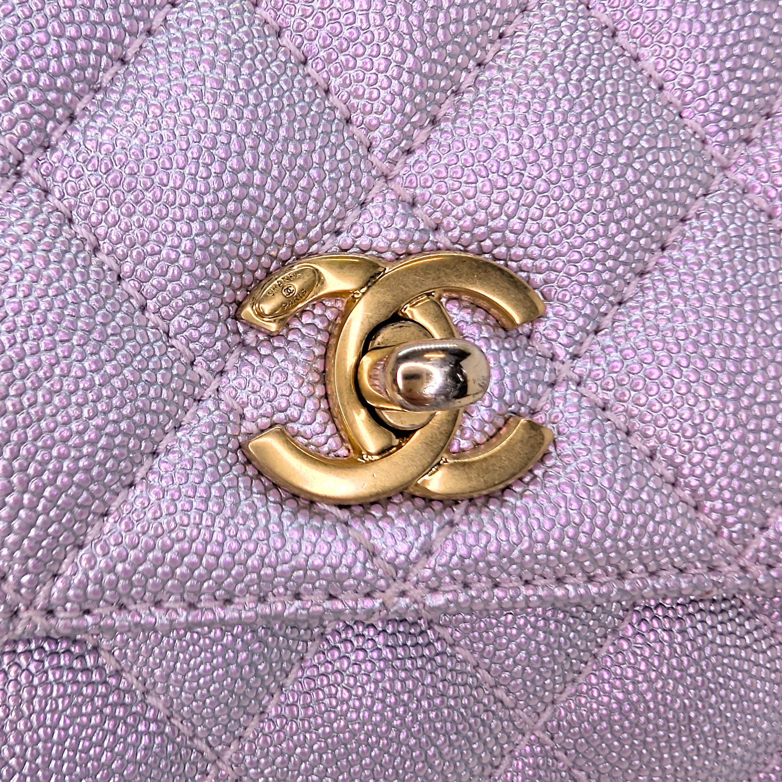 Chanel Coco Handle Small Caviar Iridescent Purple Bag