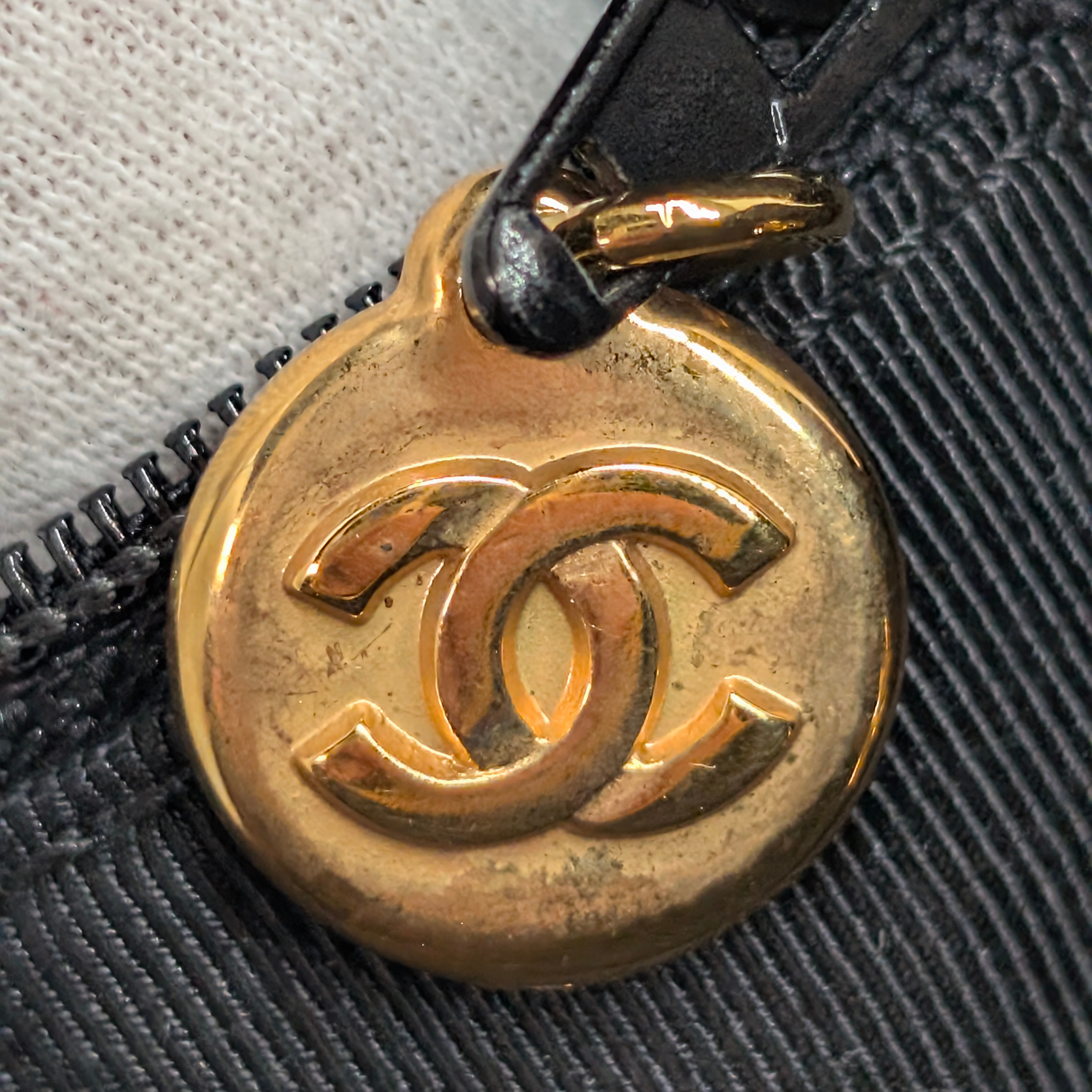 Chanel Vintage Tote Bag Caviar Leather Black