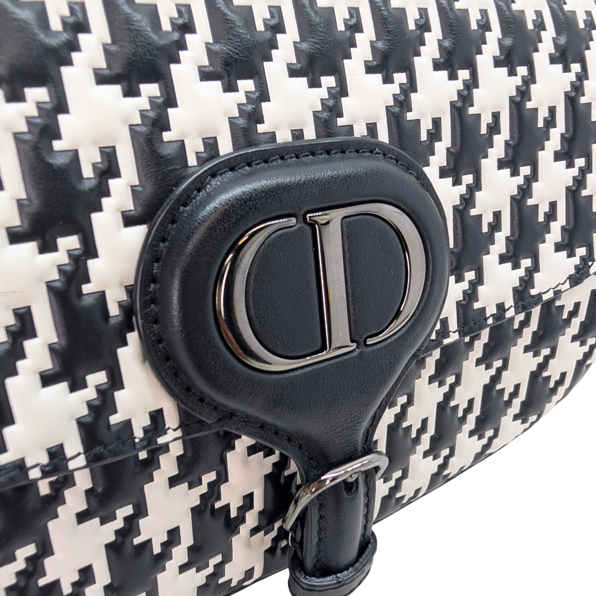 Dior Box Houndstooth East West Bobby Bag Black White