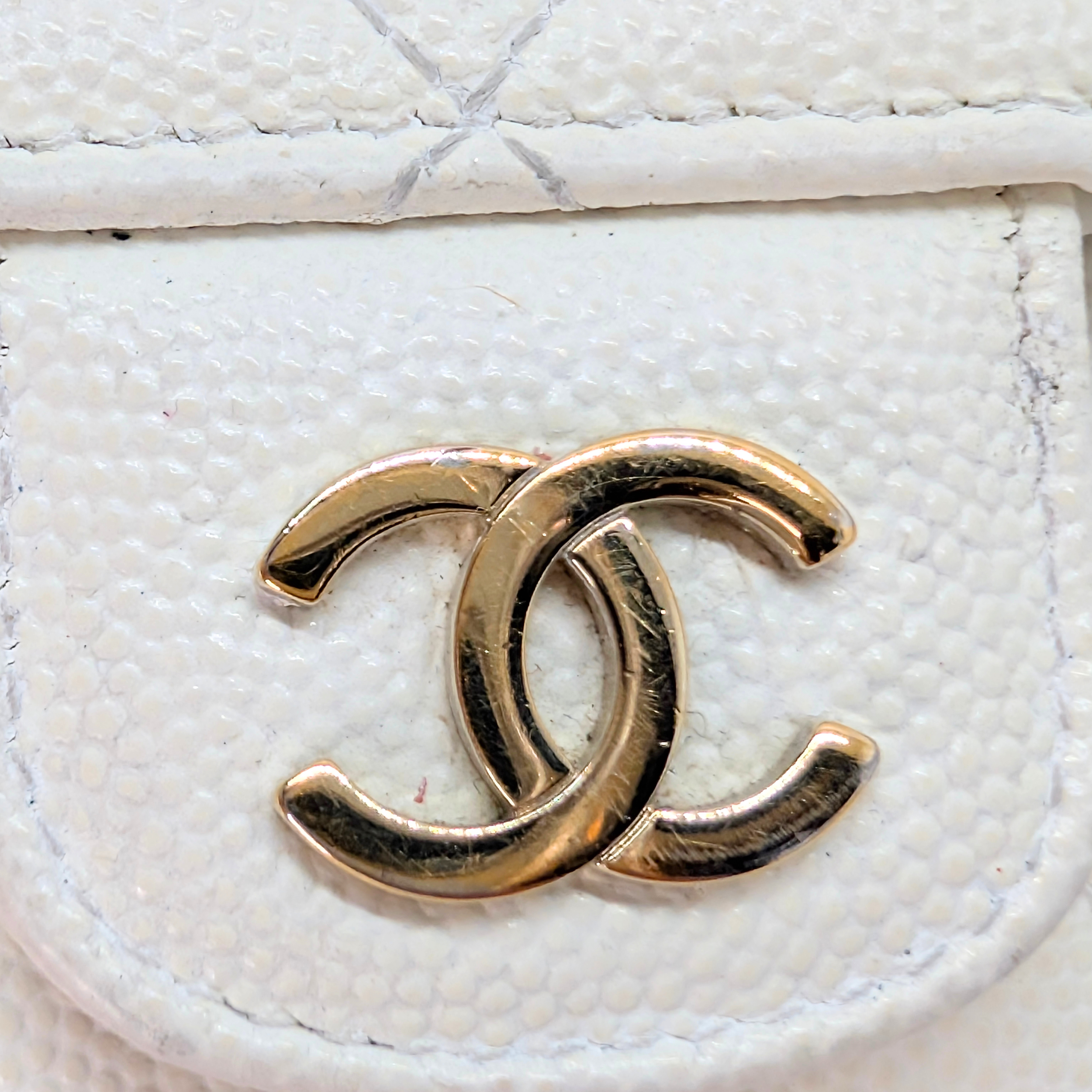 Chanel Quilted Caviar Sunglasses Case Bag White