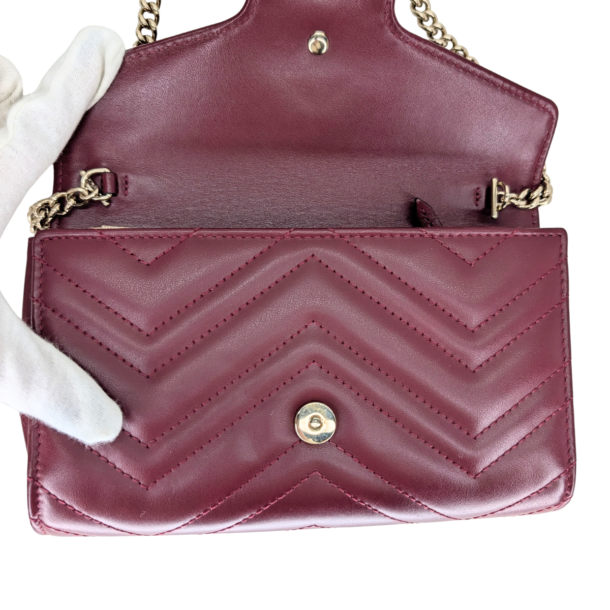 Gucci Marmont Small Wallet on Chain Bag Burgundy