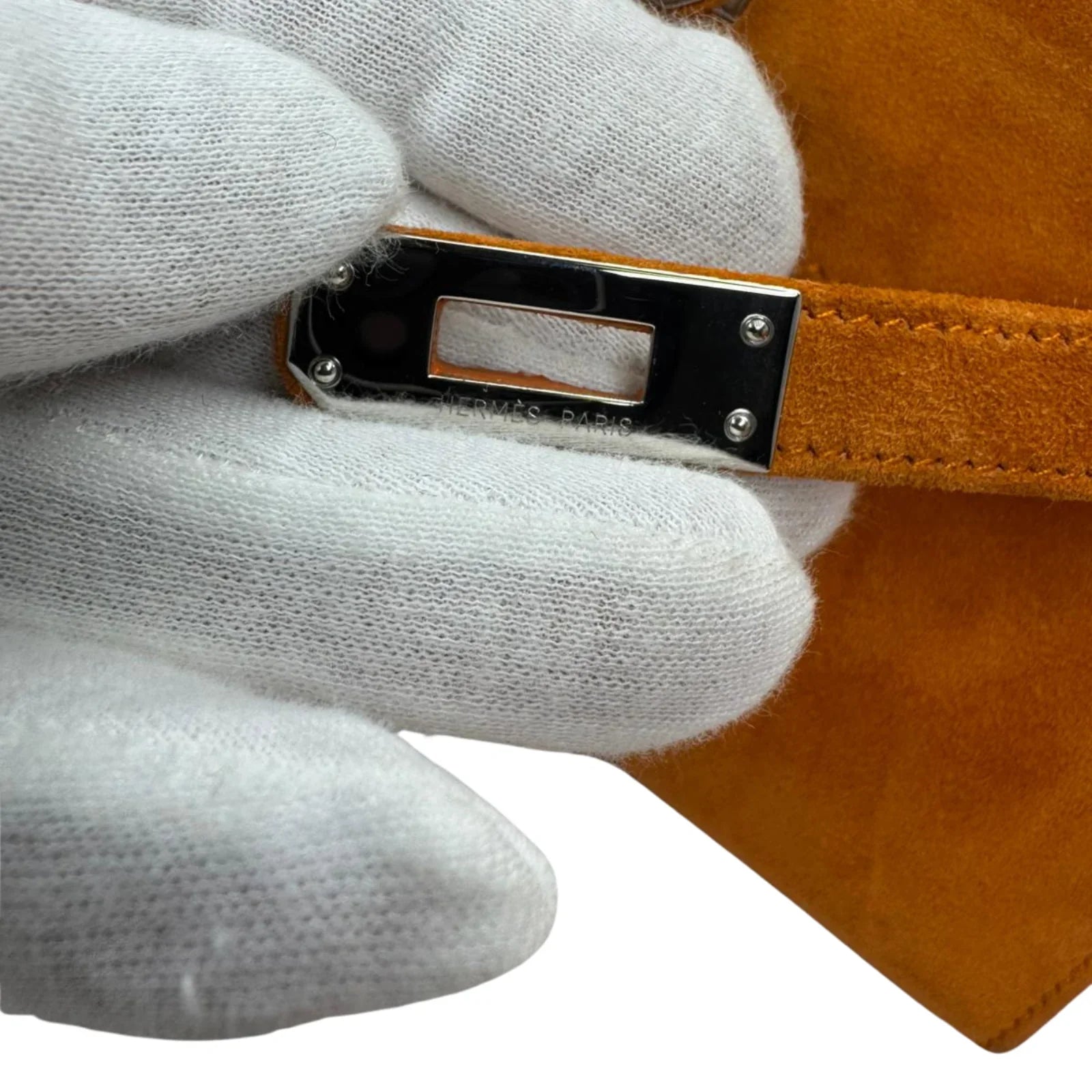 Hermès Kelly Pochette Orange H Veau Doblis Suede PWH ☐ I Stamp - Lost Designer