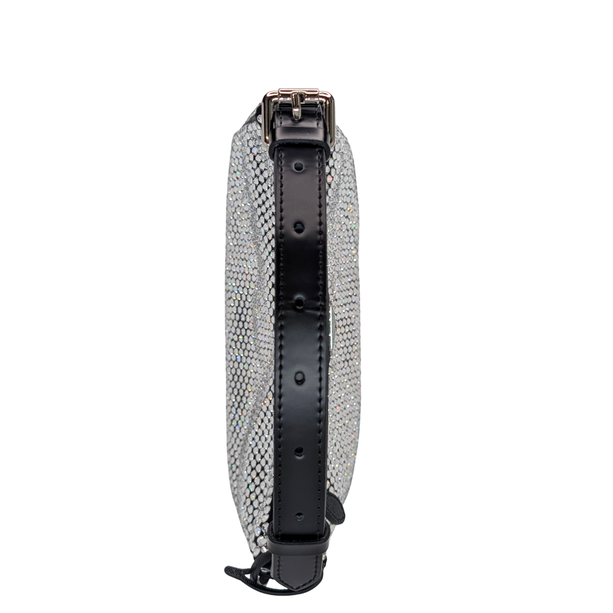 Black Prada Re-Edition Mini Satin Crystals Shoulder Bag