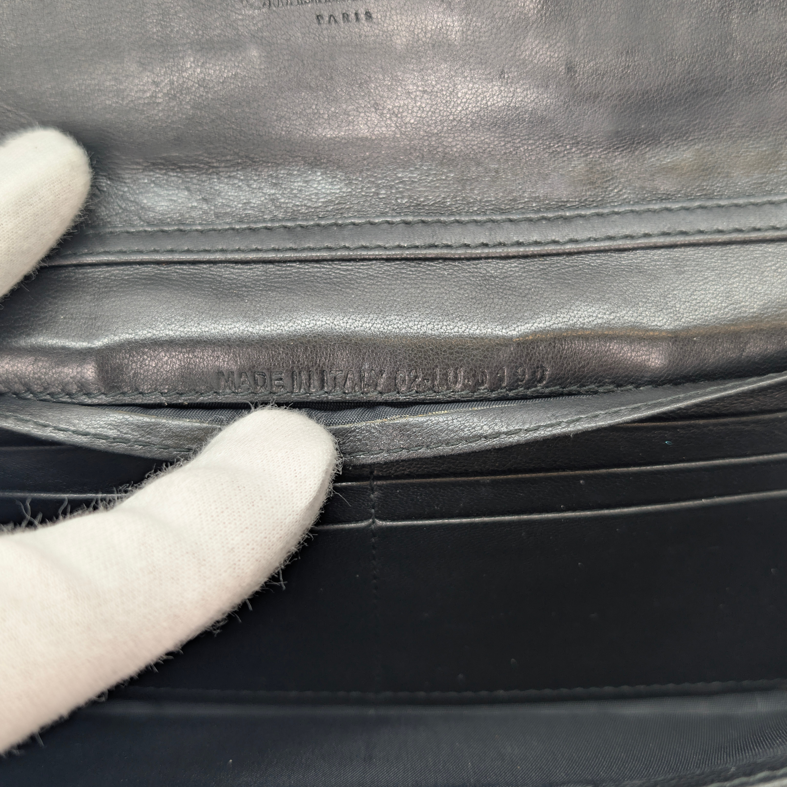 Dior Patent Leather Long Wallet With Chain Black