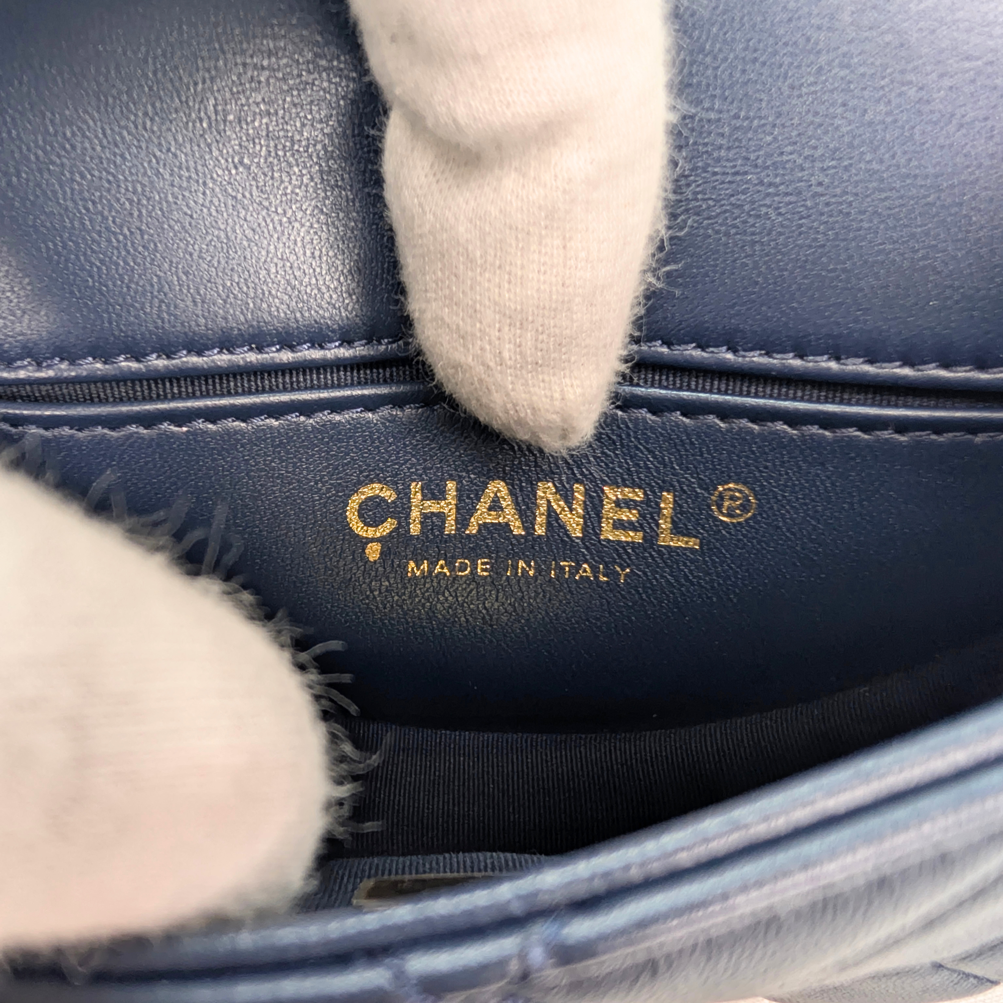 Chanel Braided Mini Messenger Flap Bag Navy Blue