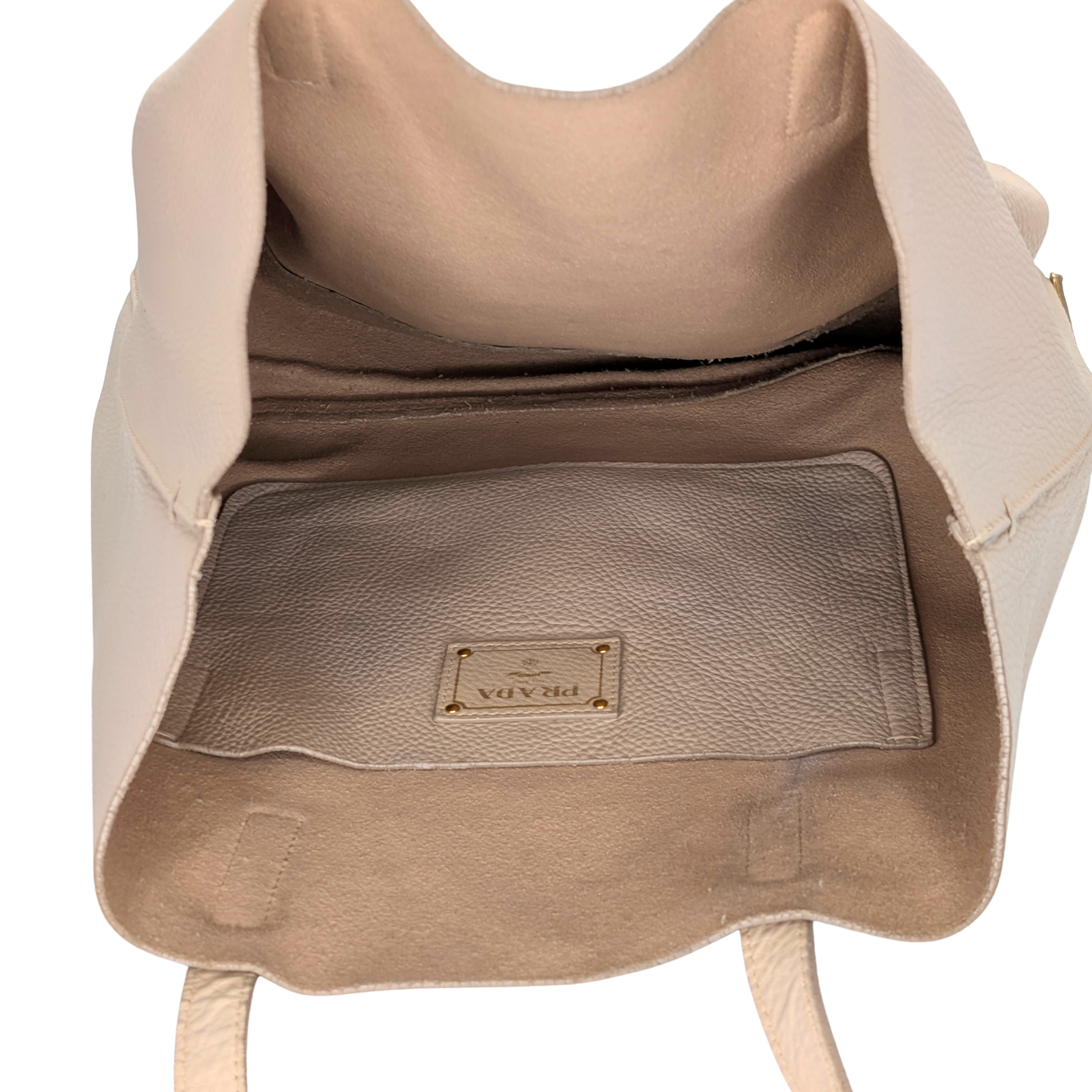 Prada Large Hobo Tote Bag Beige